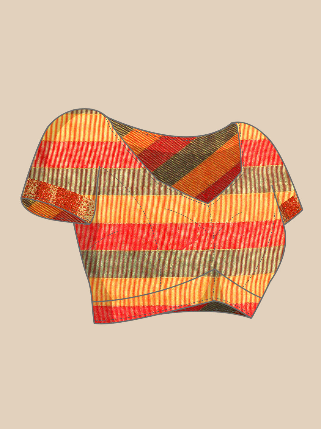 Women's Kanjivaram Color Block Checks Saree