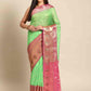 Parrot Green & Gold Ethnic Motifs Woven Design Zari Art Silk Saree