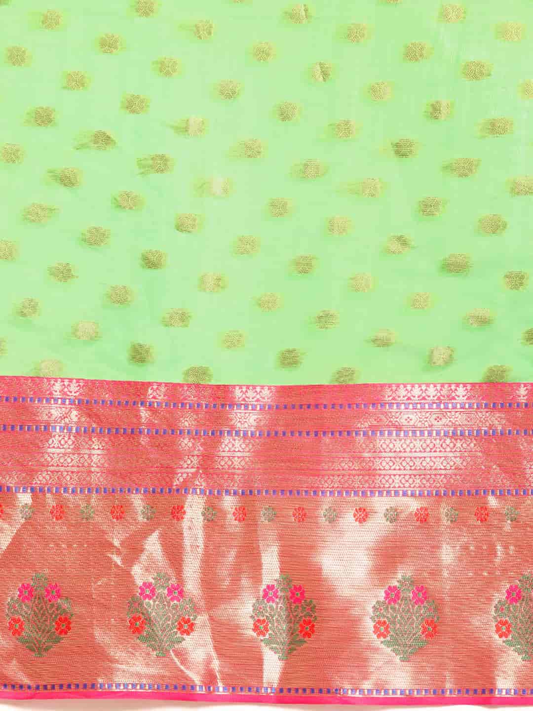 Parrot Green & Gold Ethnic Motifs Woven Design Zari Art Silk Saree