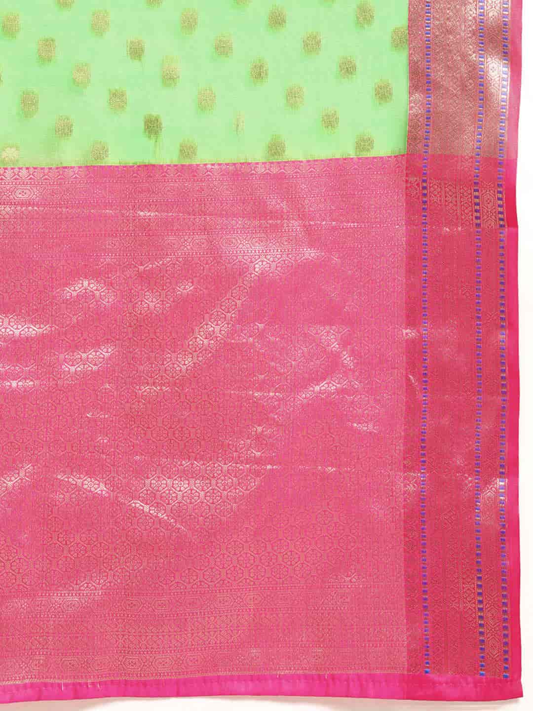 Parrot Green & Gold Ethnic Motifs Woven Design Zari Art Silk Saree