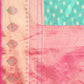 Teal & Gold Ethnic Motifs Woven Design Zari Art Silk Banarasi Saree