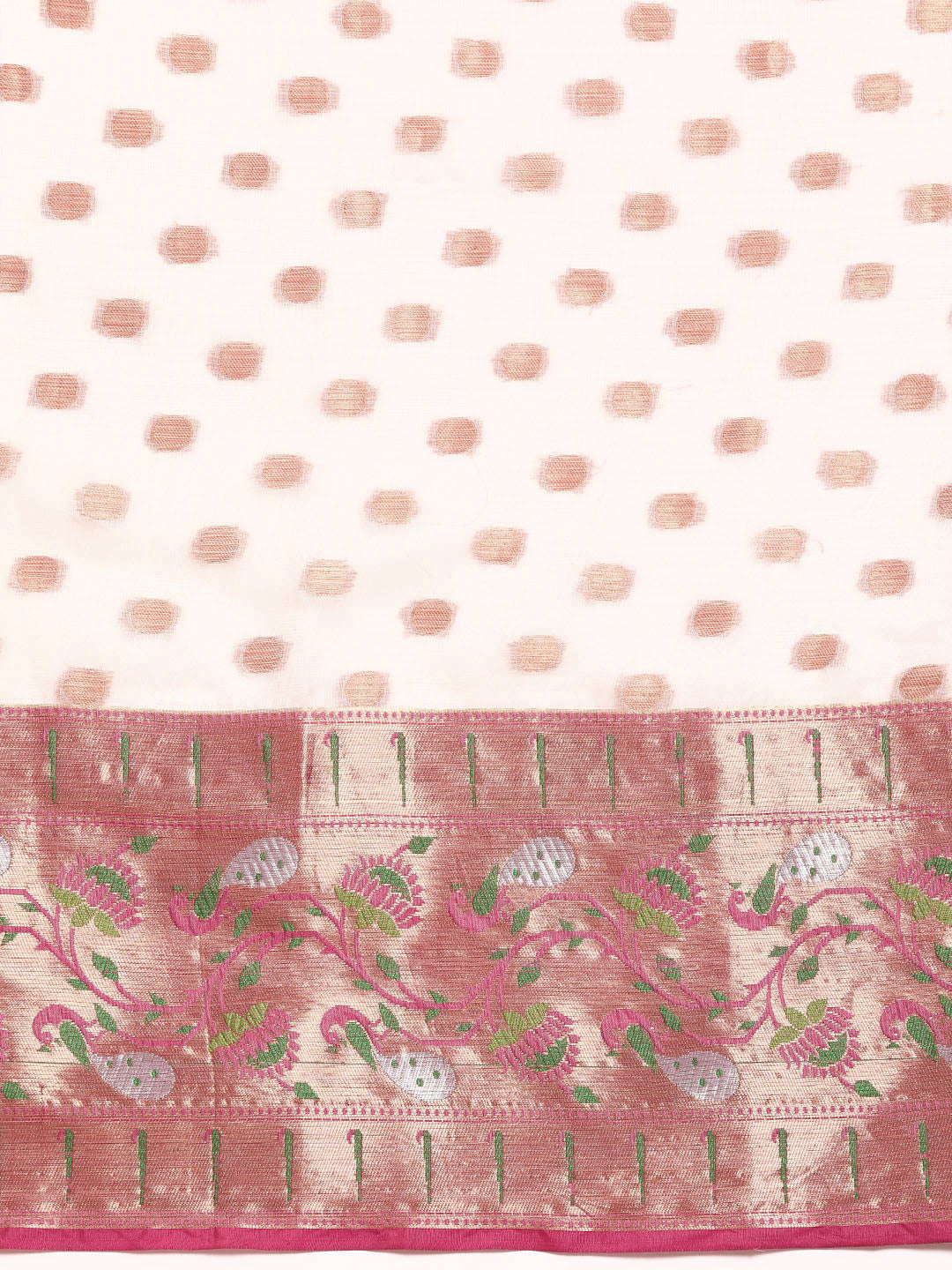 White & Pink Kanjiwaram Art Silk Kasavu Saree