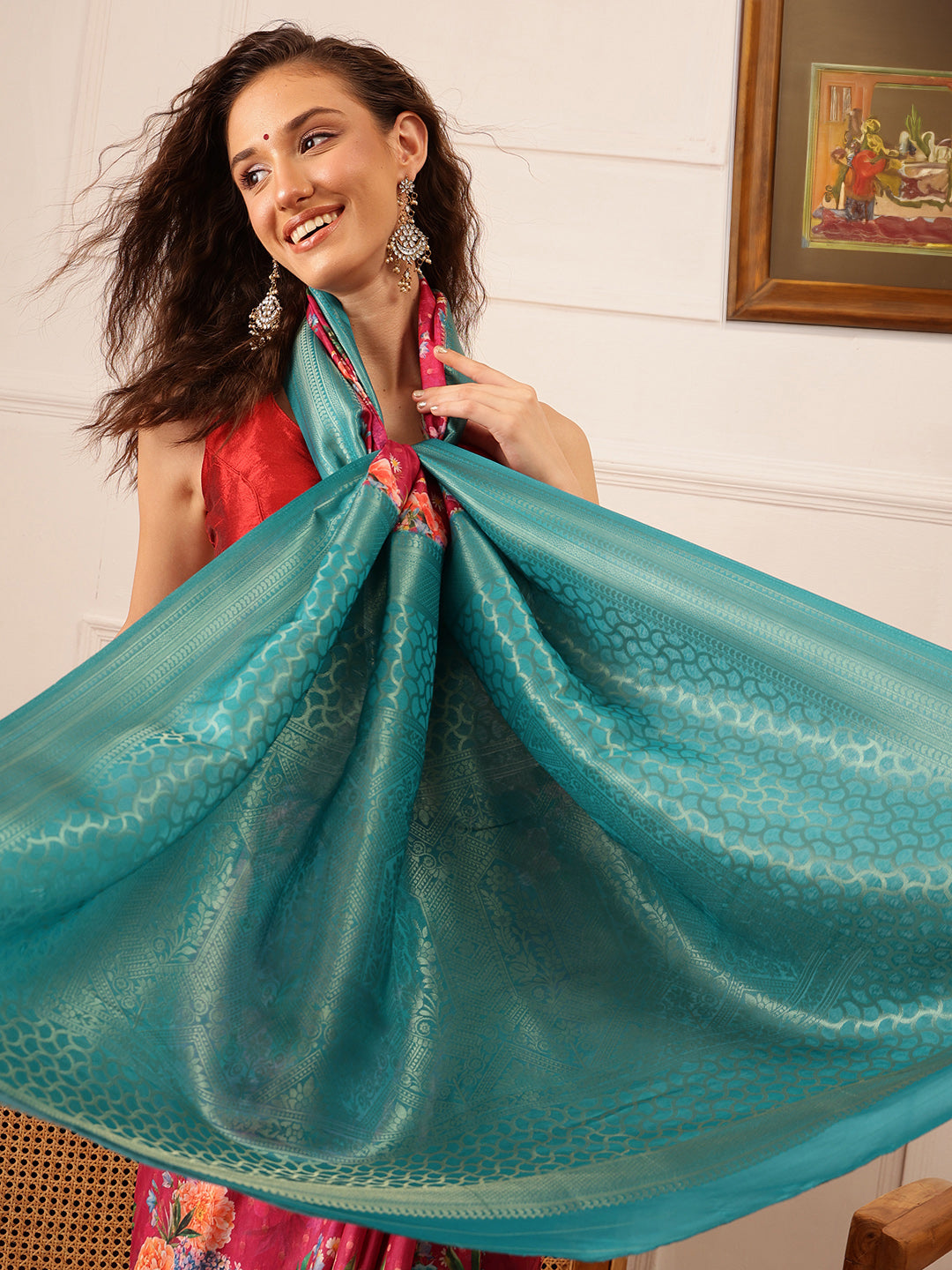 Floral Printed Crepe Saree