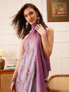 Striped Printed Crepe Saree