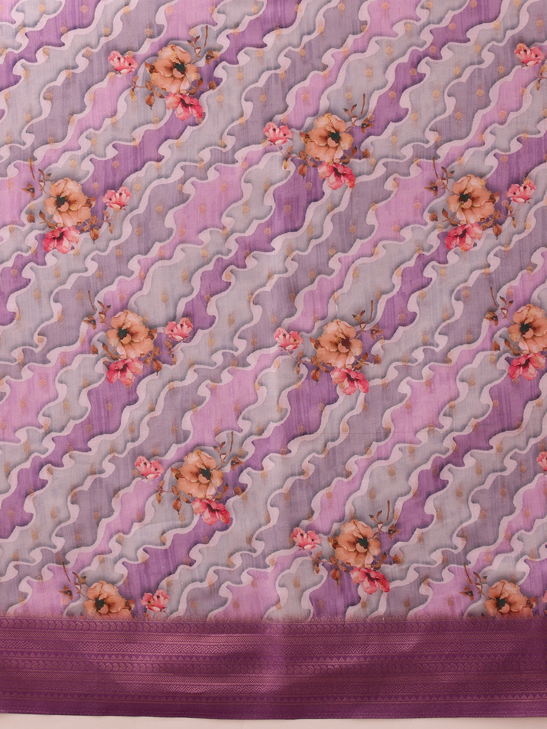 Striped Printed Crepe Saree