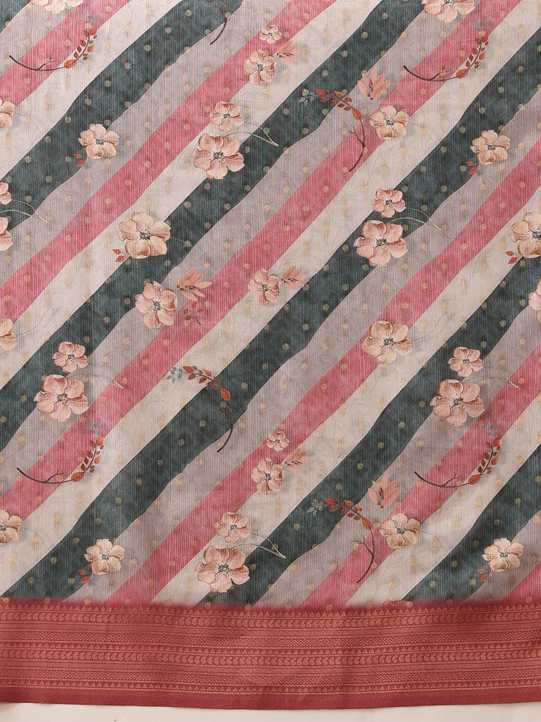 Striped Printed Crepe Saree