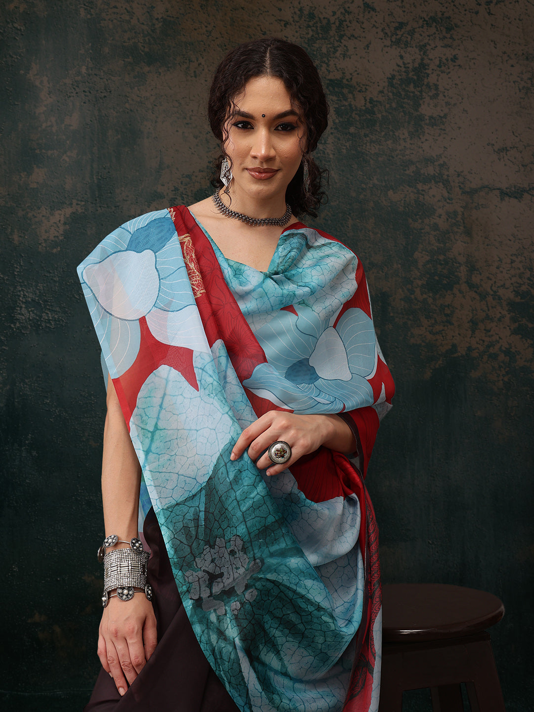 Floral Chanderi Polyester Silk Saree