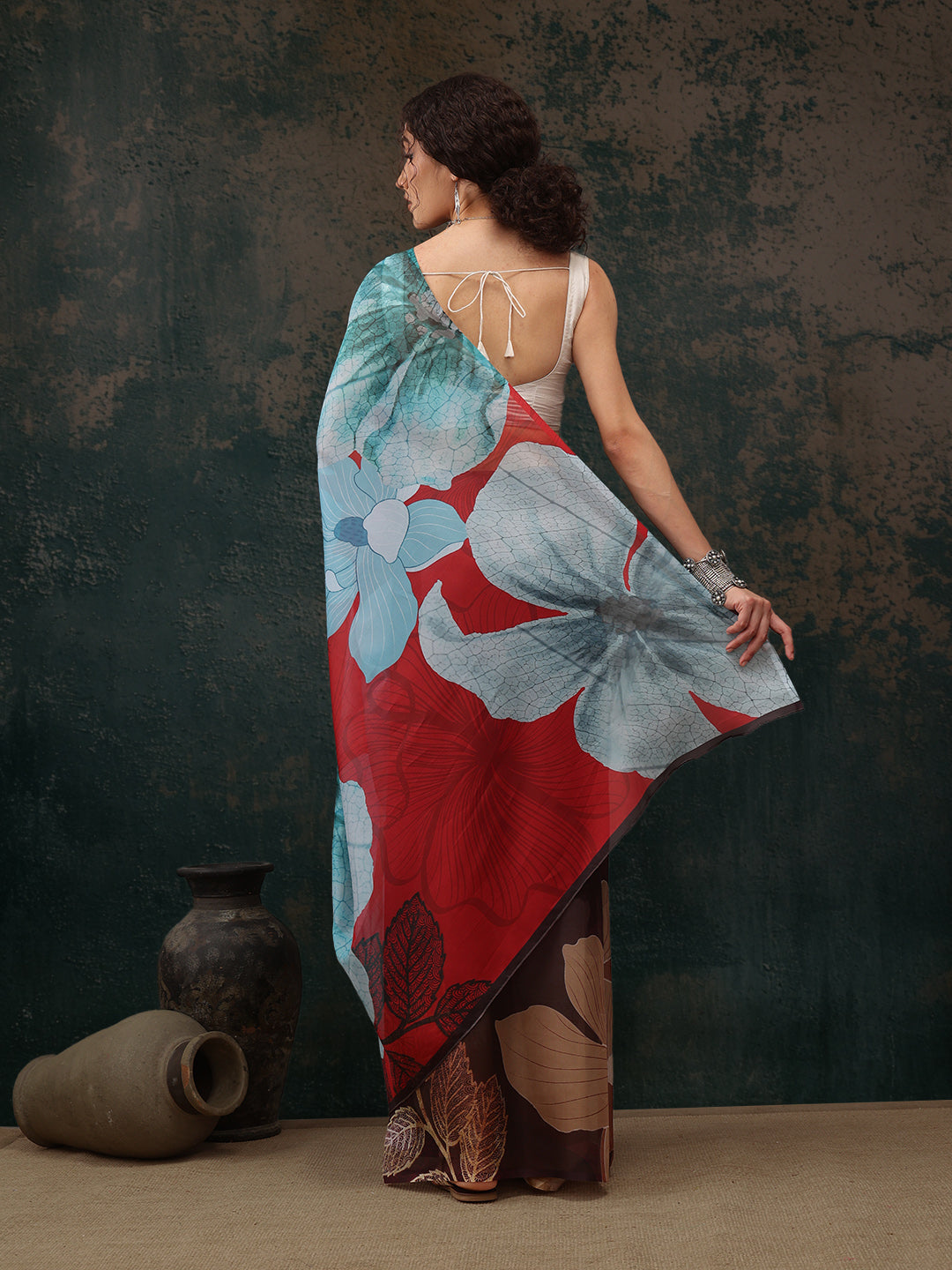 Floral Chanderi Polyester Silk Saree