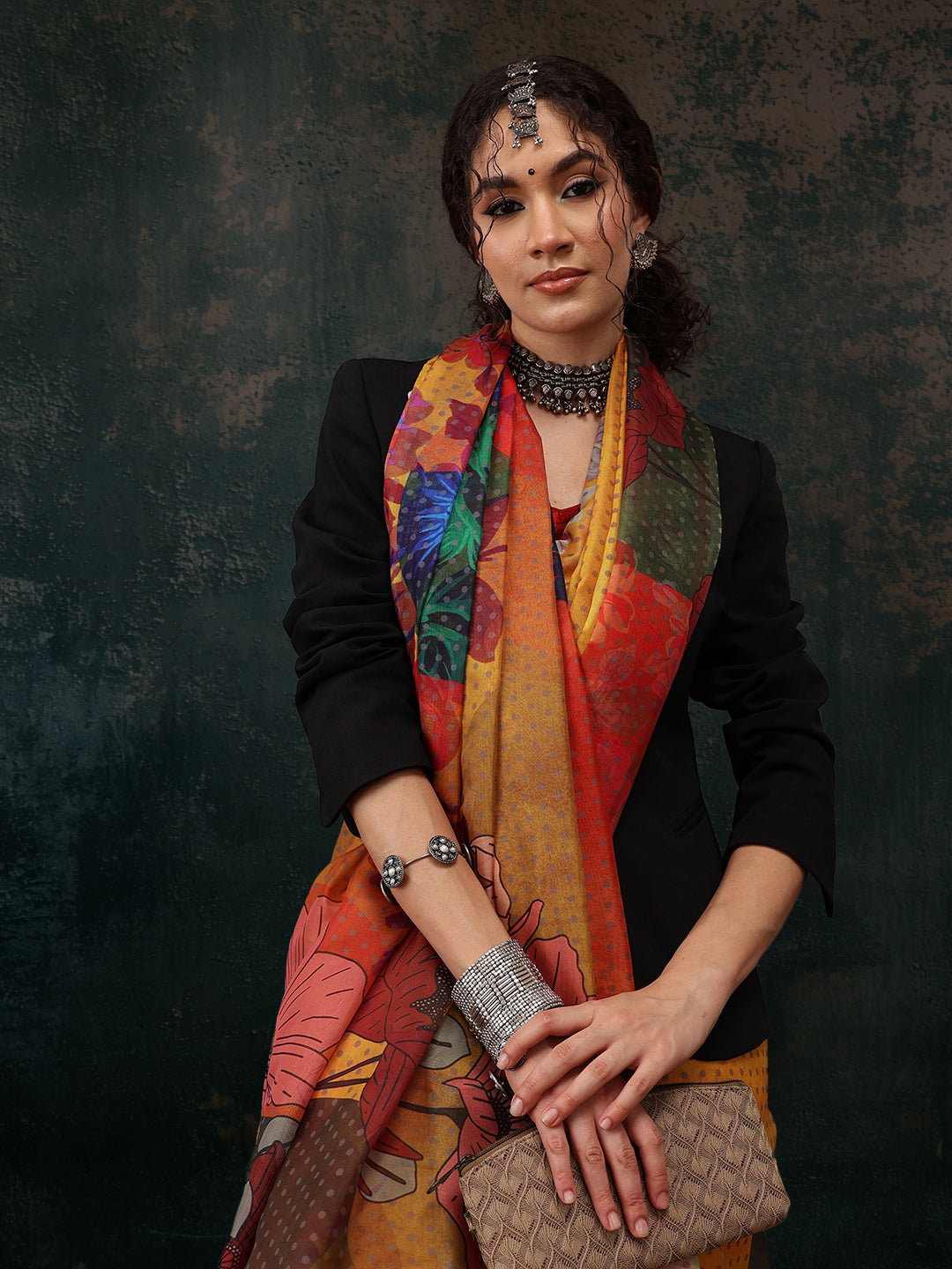 Floral Chanderi Polyester Silk Saree