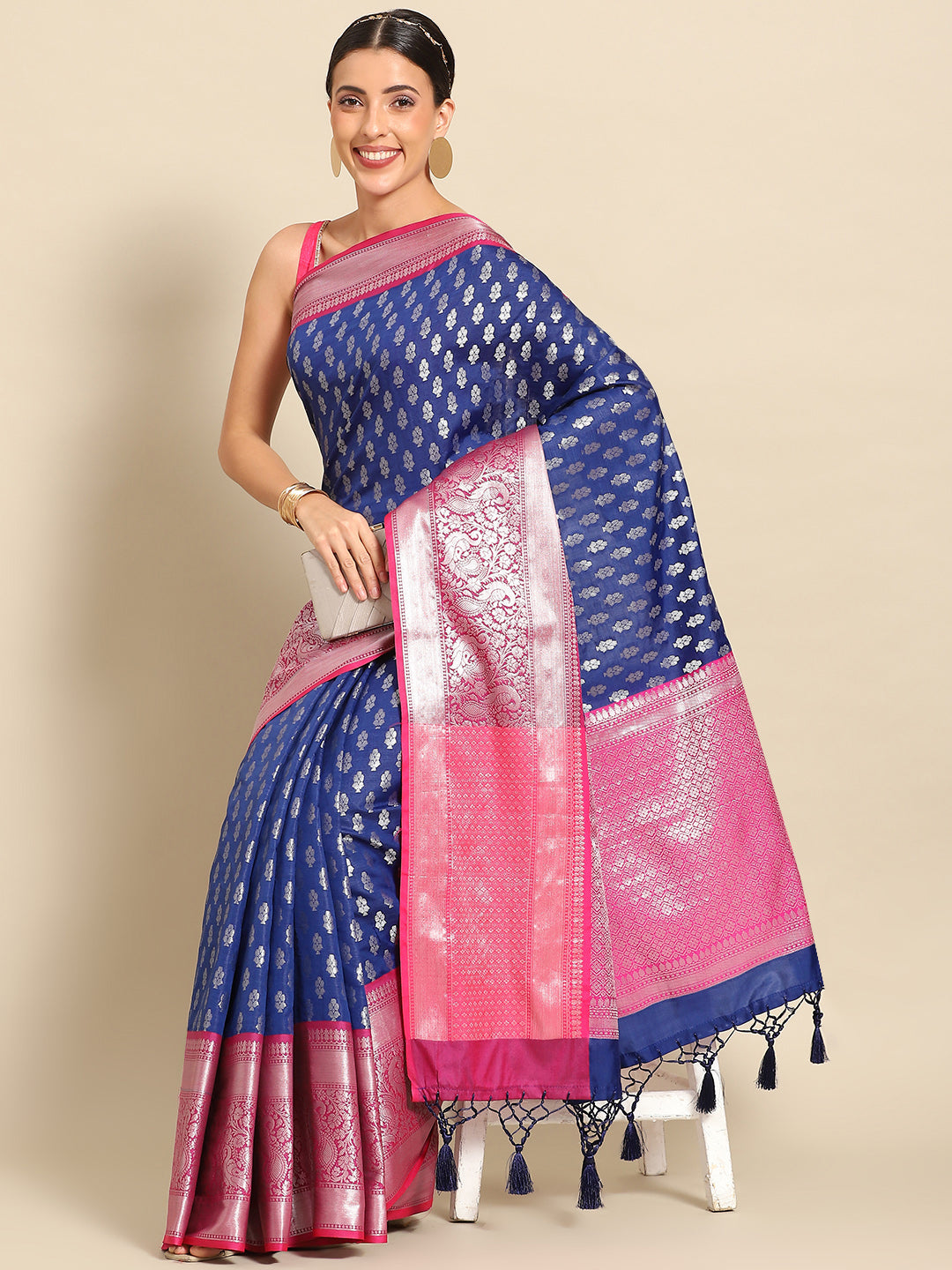 Ethnic Motifs Kanjeewaram Art Silk Saree
