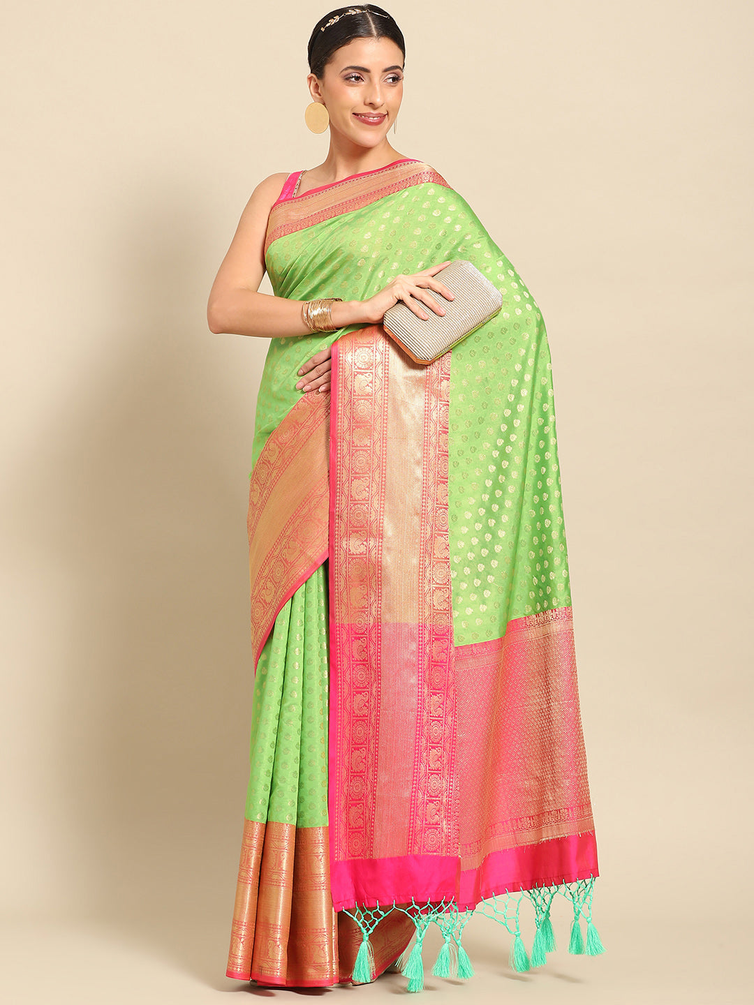 Ethnic Motifs Kanjeewaram Art Silk Saree