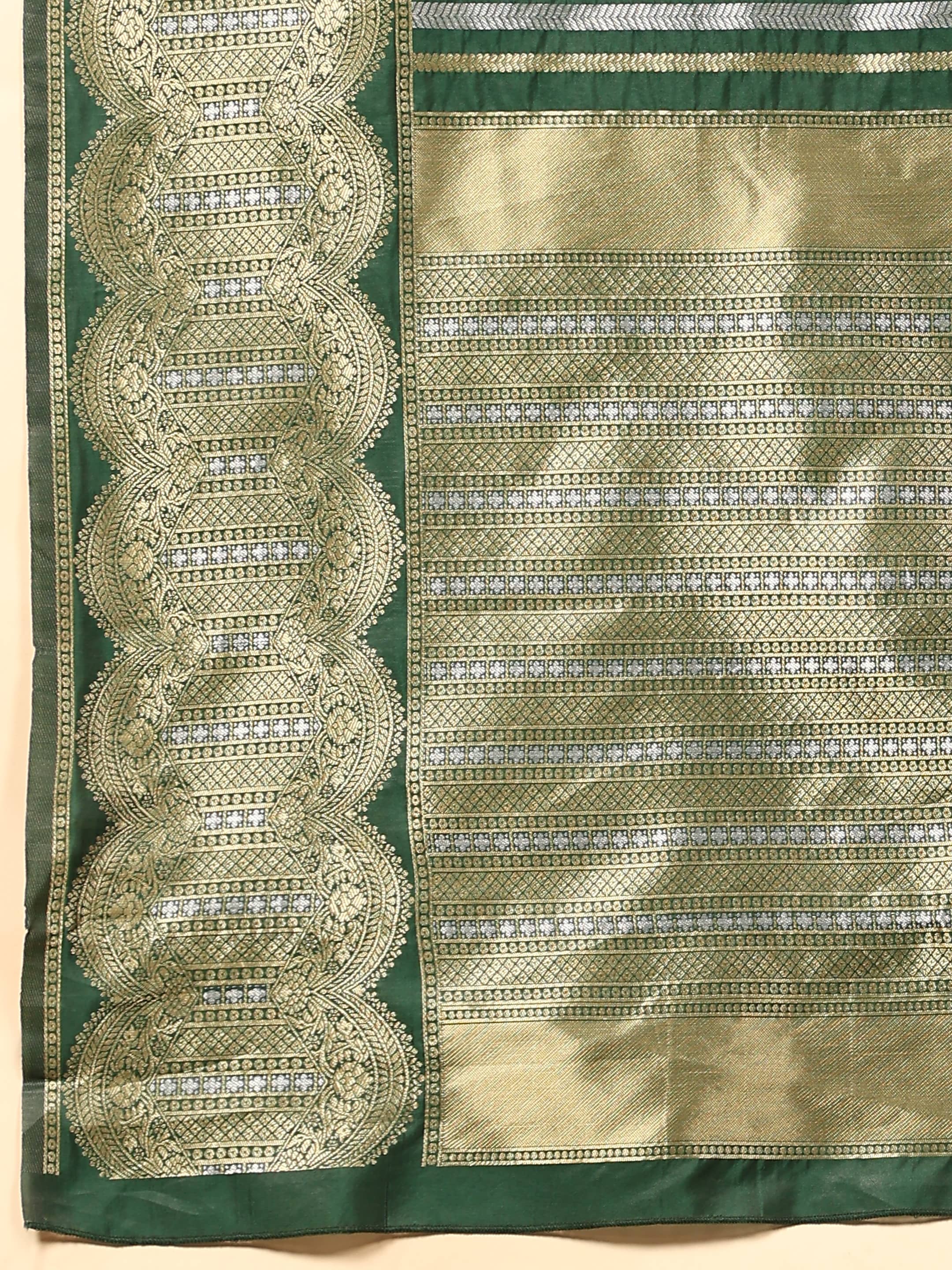 Kanchipuram Soft Silk Zari Woven Striped Saree