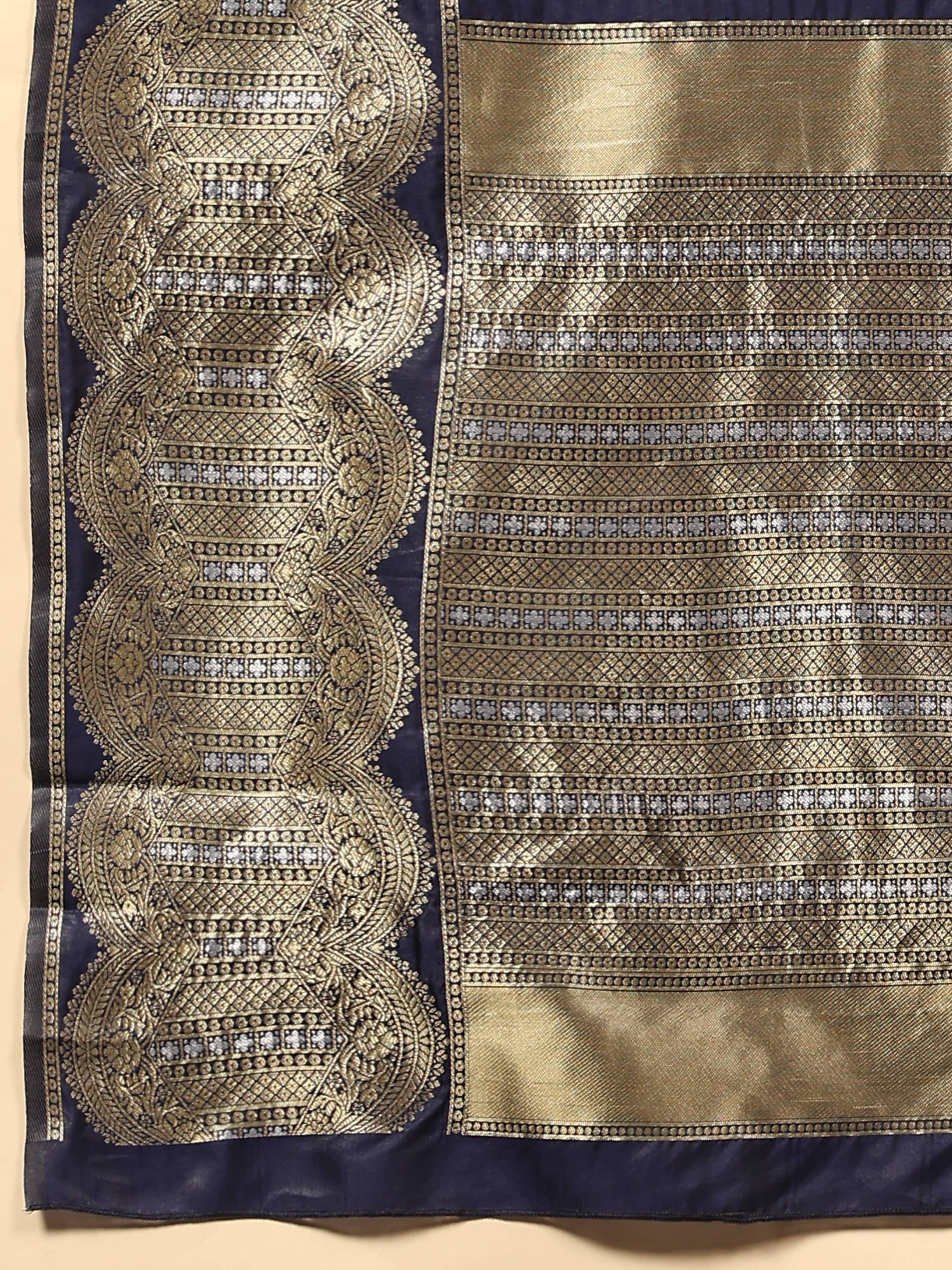 Kanchipuram Soft Silk Zari Woven Striped Saree