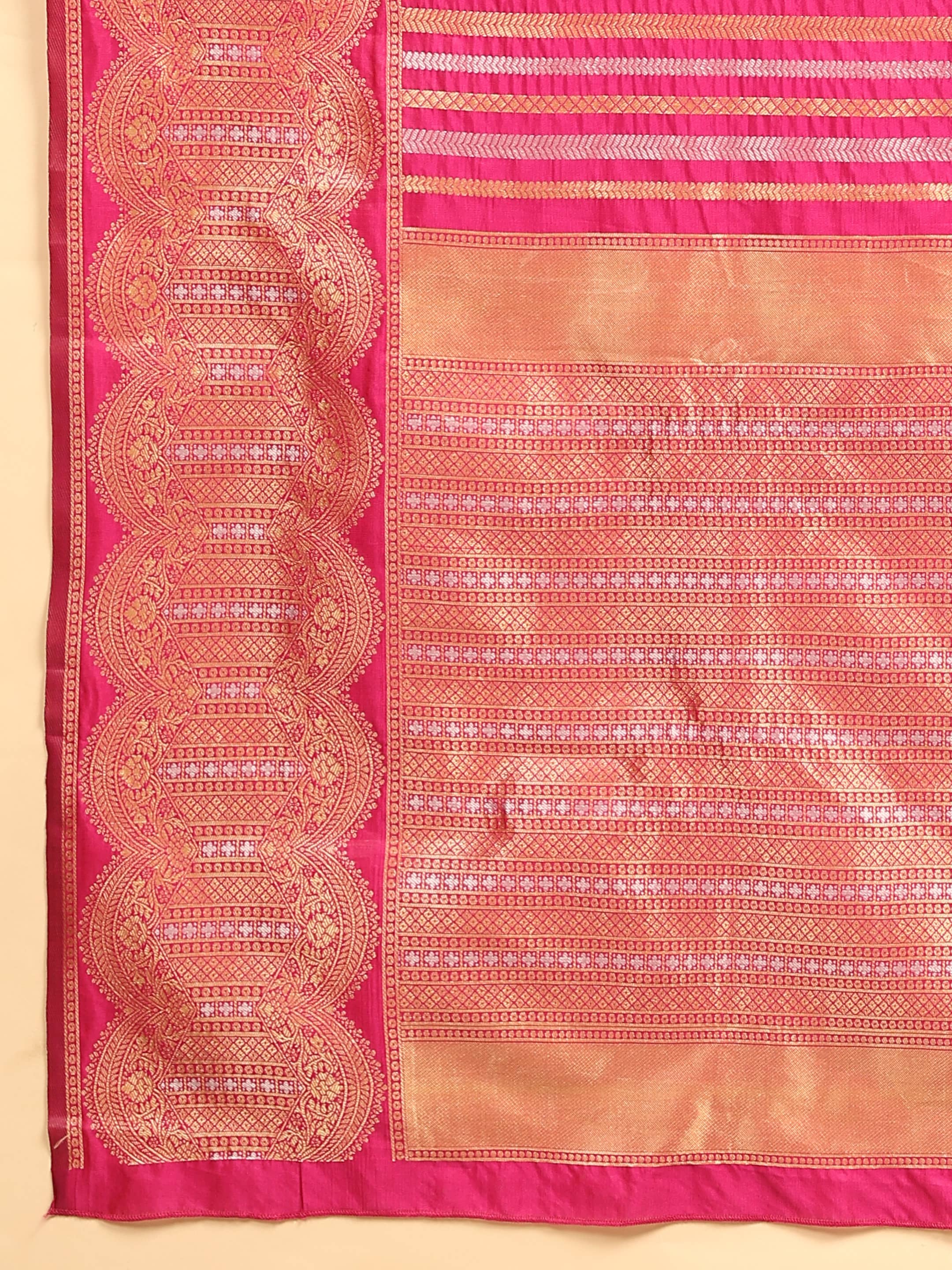 Kanchipuram Soft Silk Zari Woven Striped Saree