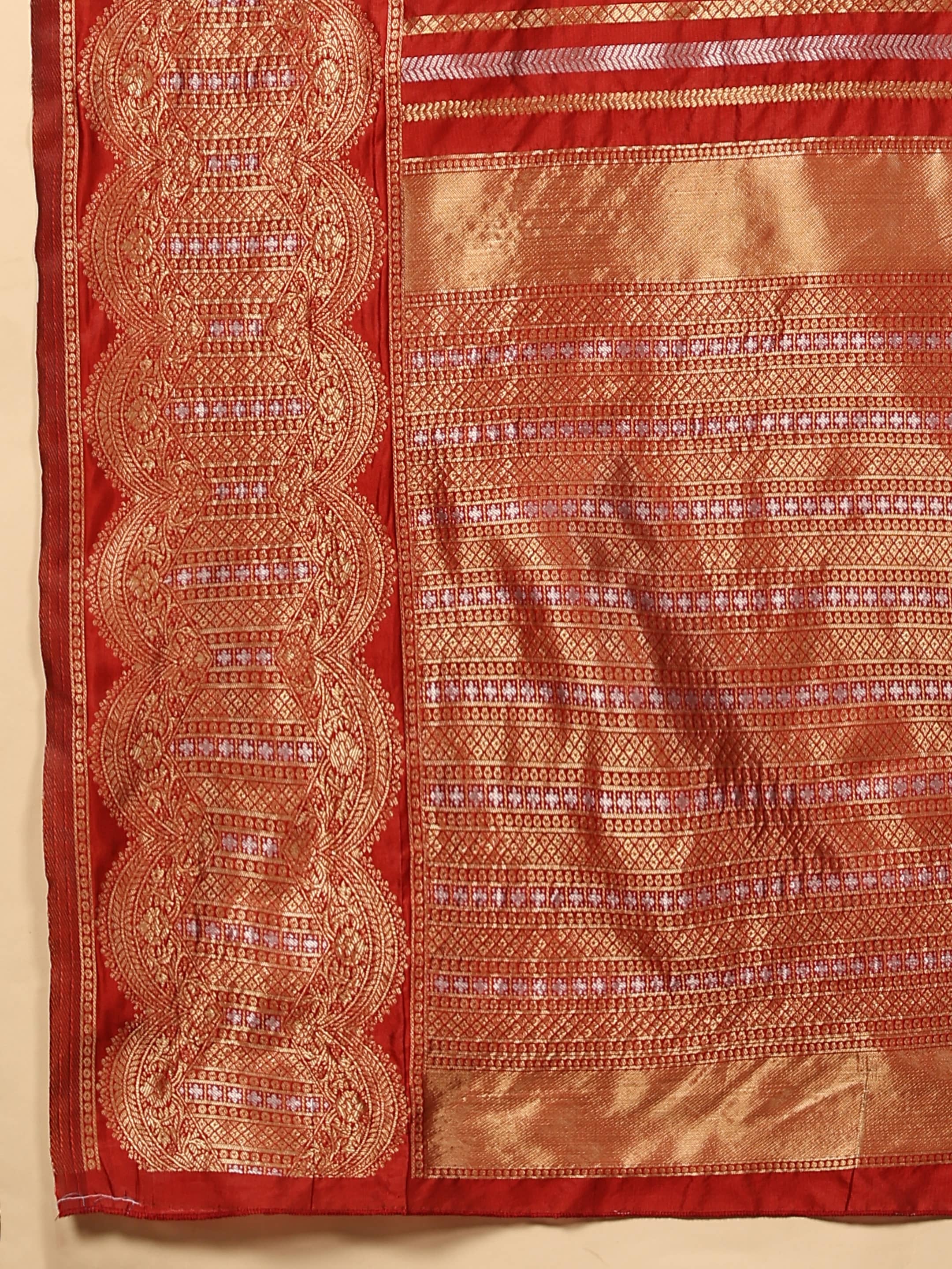 Kanchipuram Soft Silk Zari Woven Striped Saree