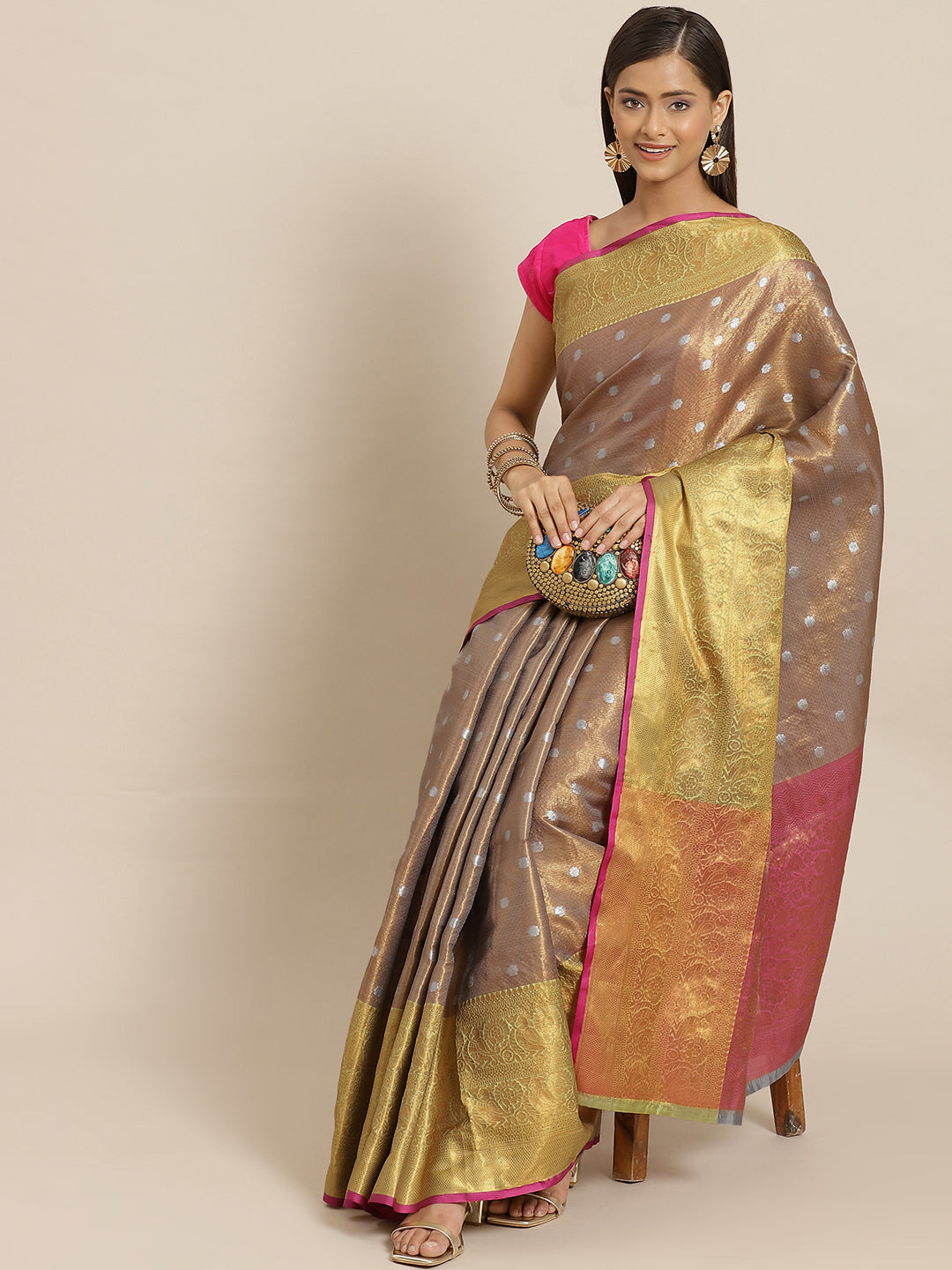 Pure Banarasi Silk Saree With Unstiched Blouse Piece
