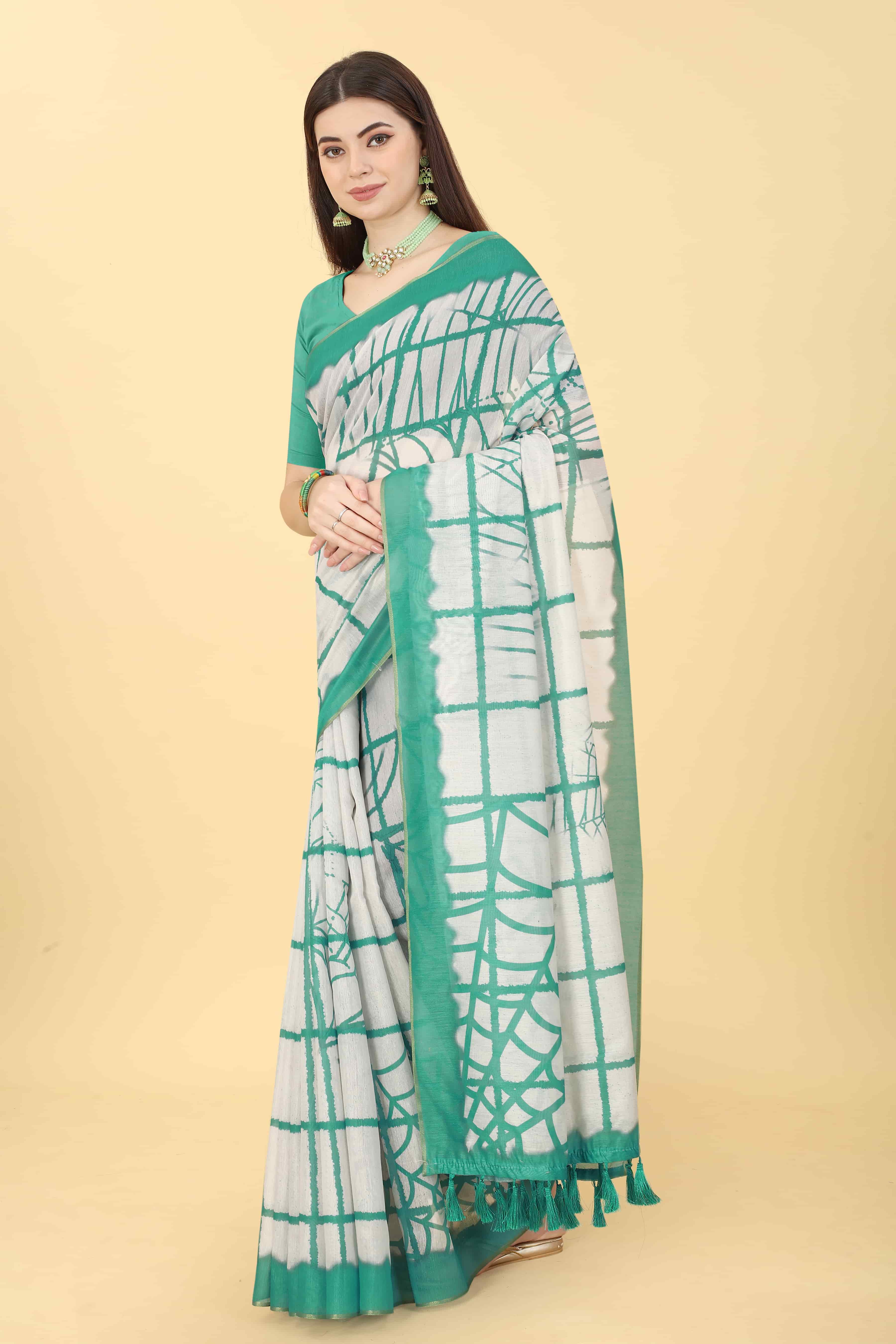 Chanderi Tie And Dye Digital Printed Saree