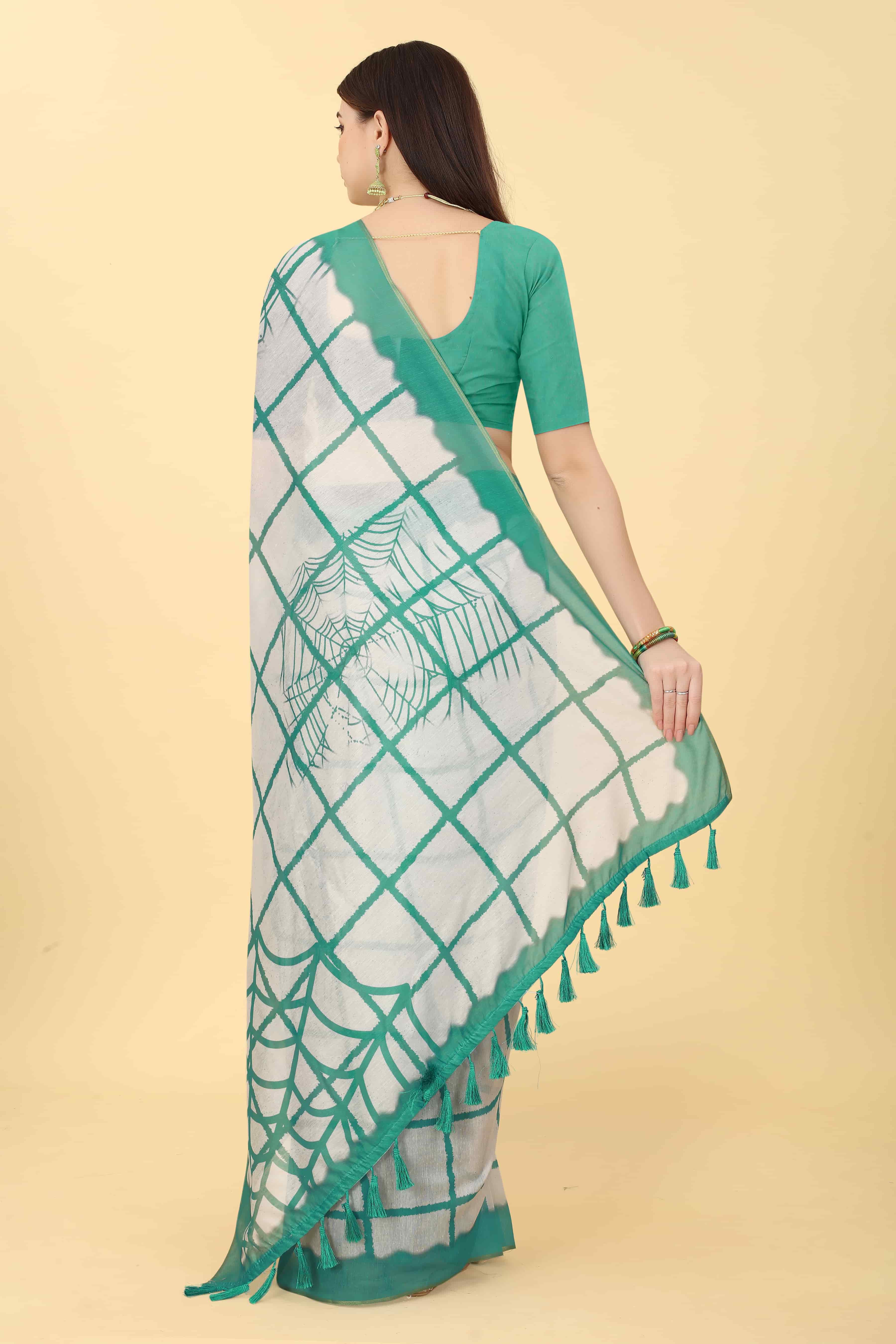 Chanderi Tie And Dye Digital Printed Saree