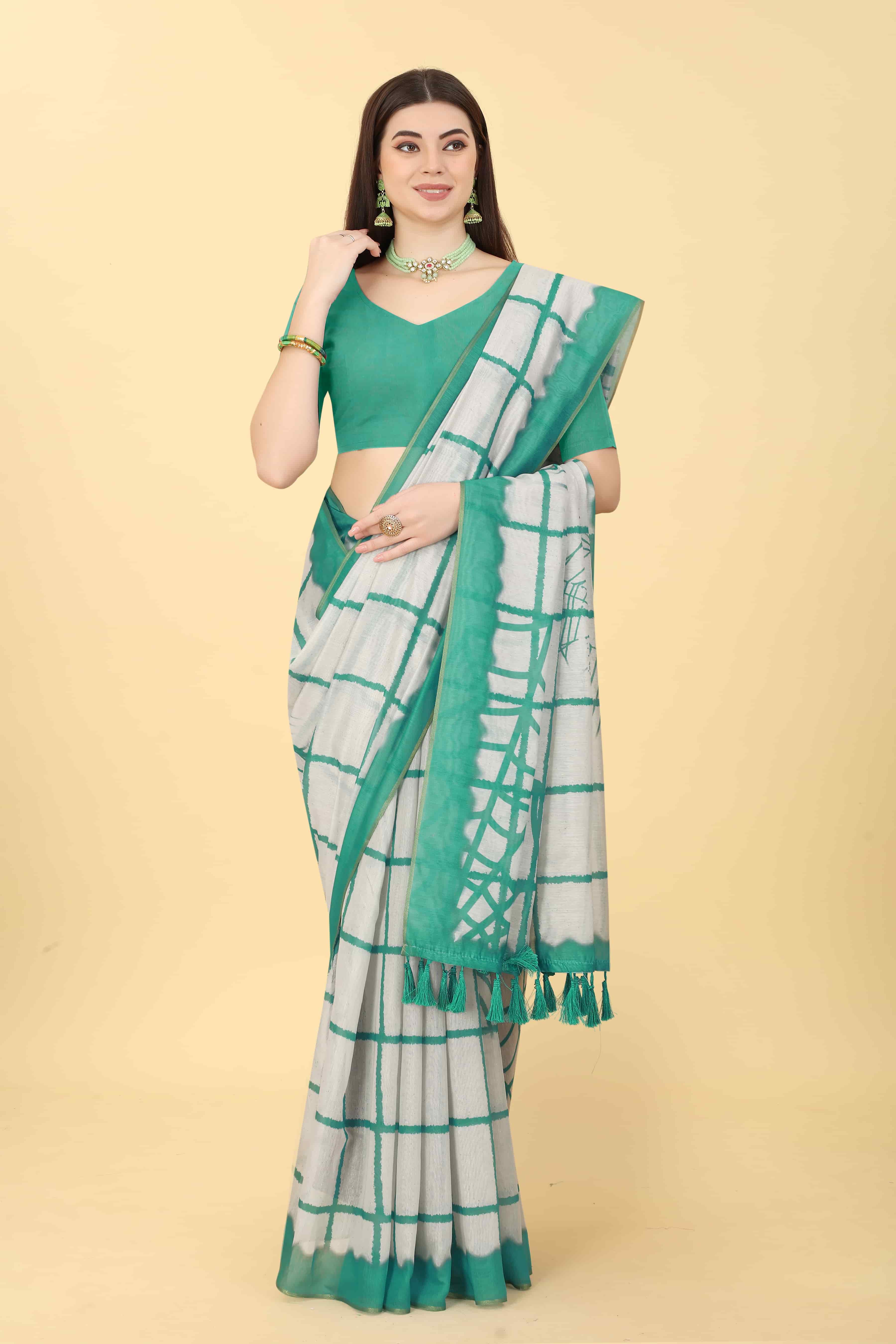 Chanderi Tie And Dye Digital Printed Saree