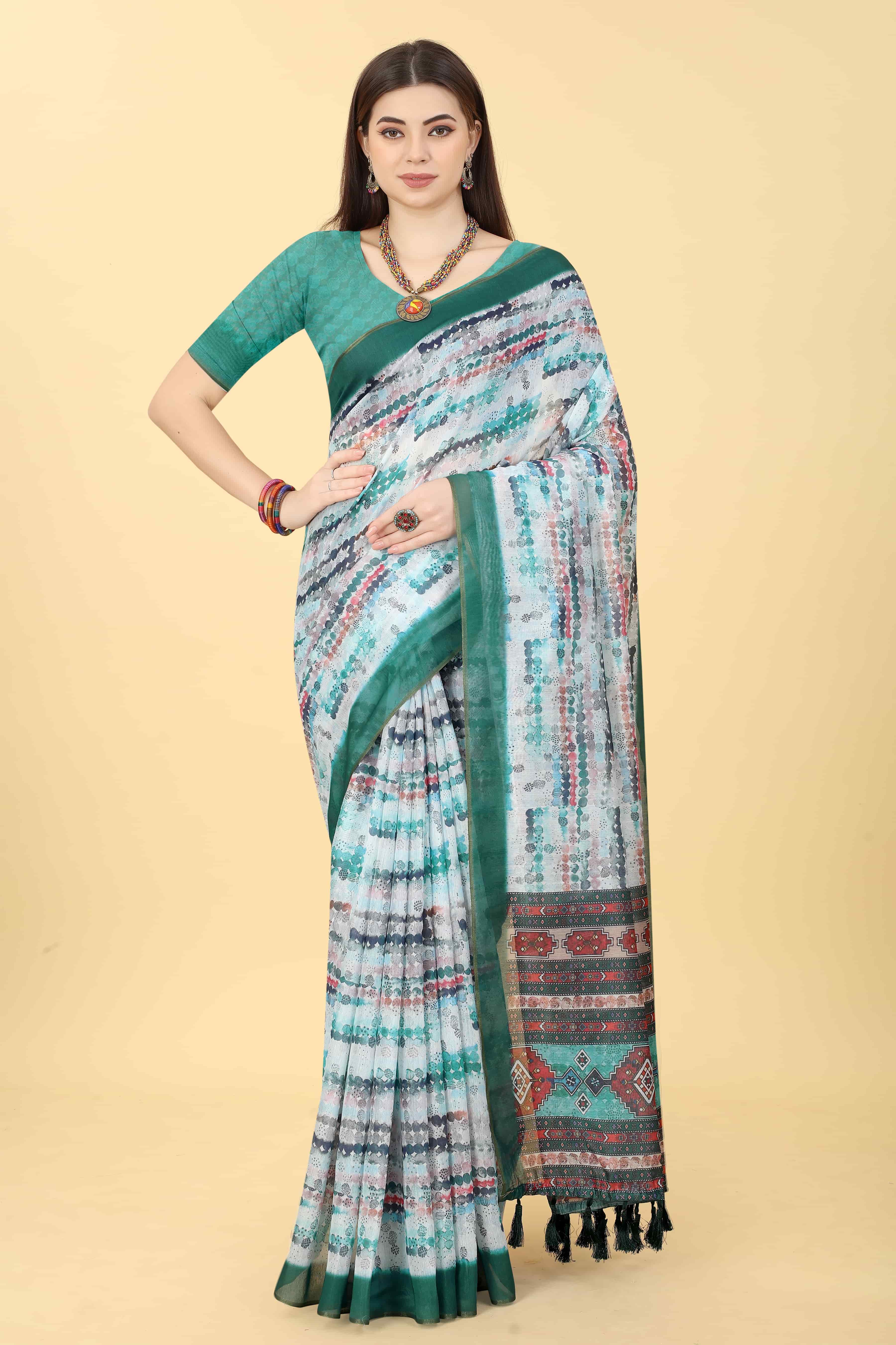 Chanderi Tie And Dye Digital Printed Saree