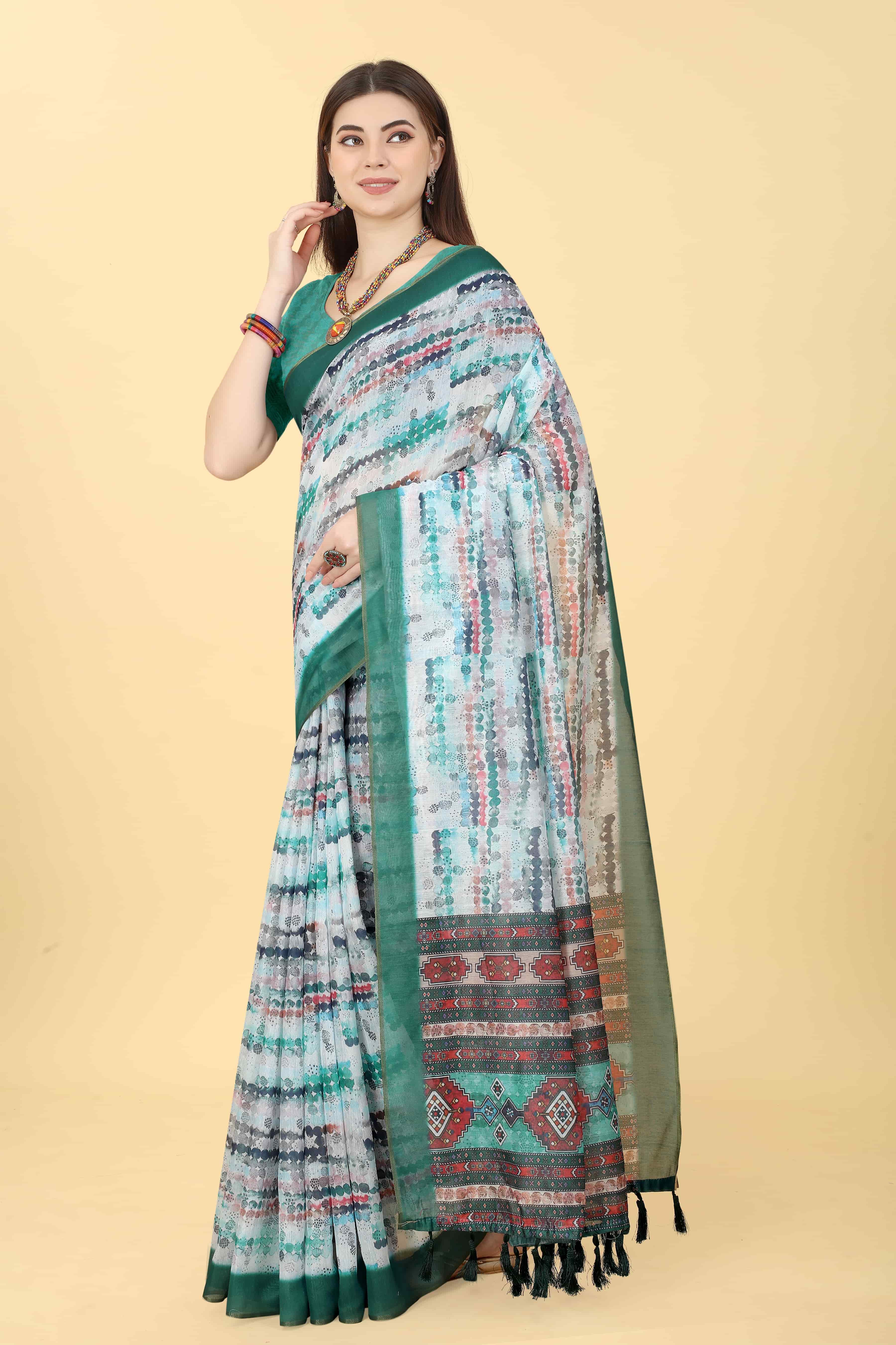 Chanderi Tie And Dye Digital Printed Saree