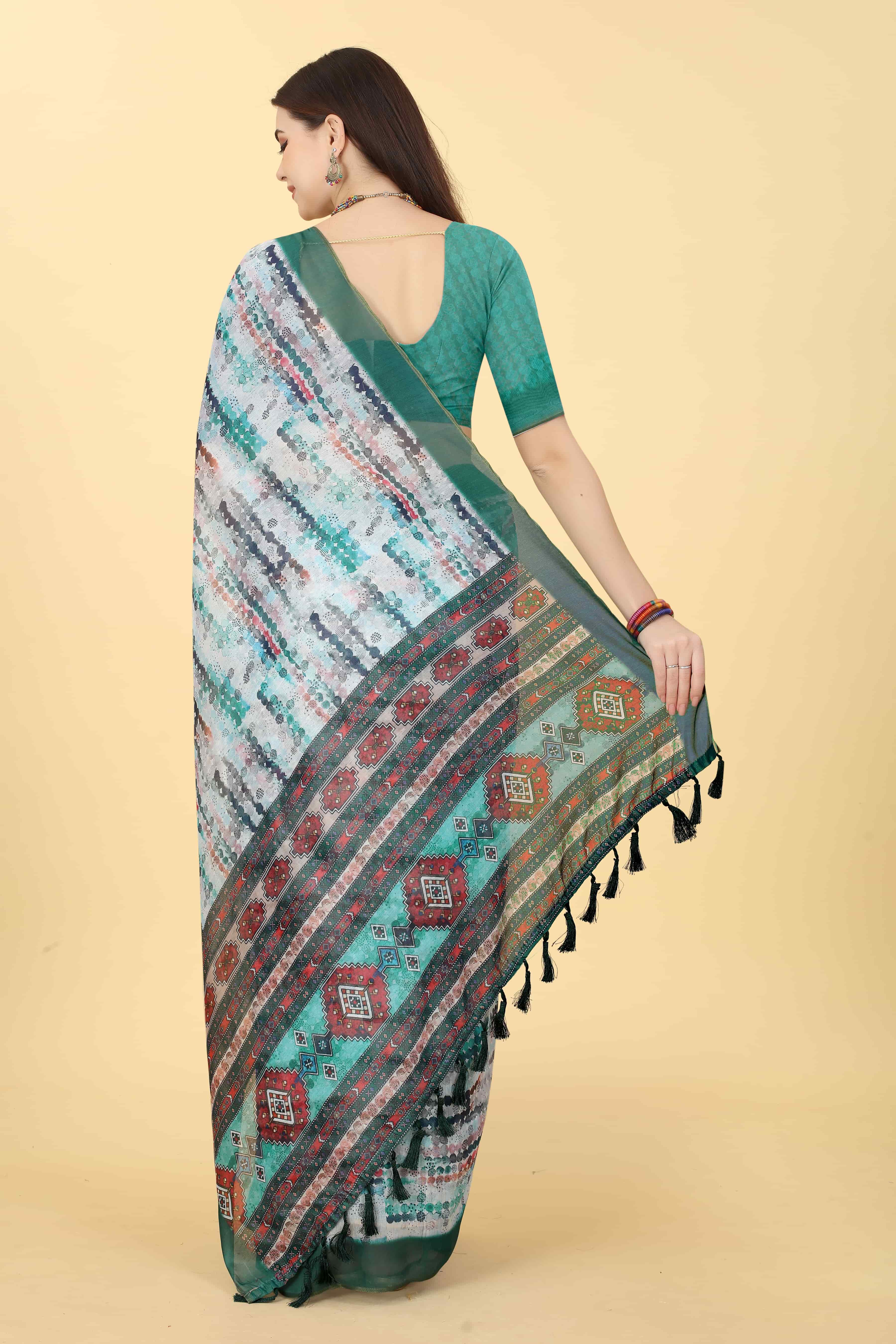 Chanderi Tie And Dye Digital Printed Saree