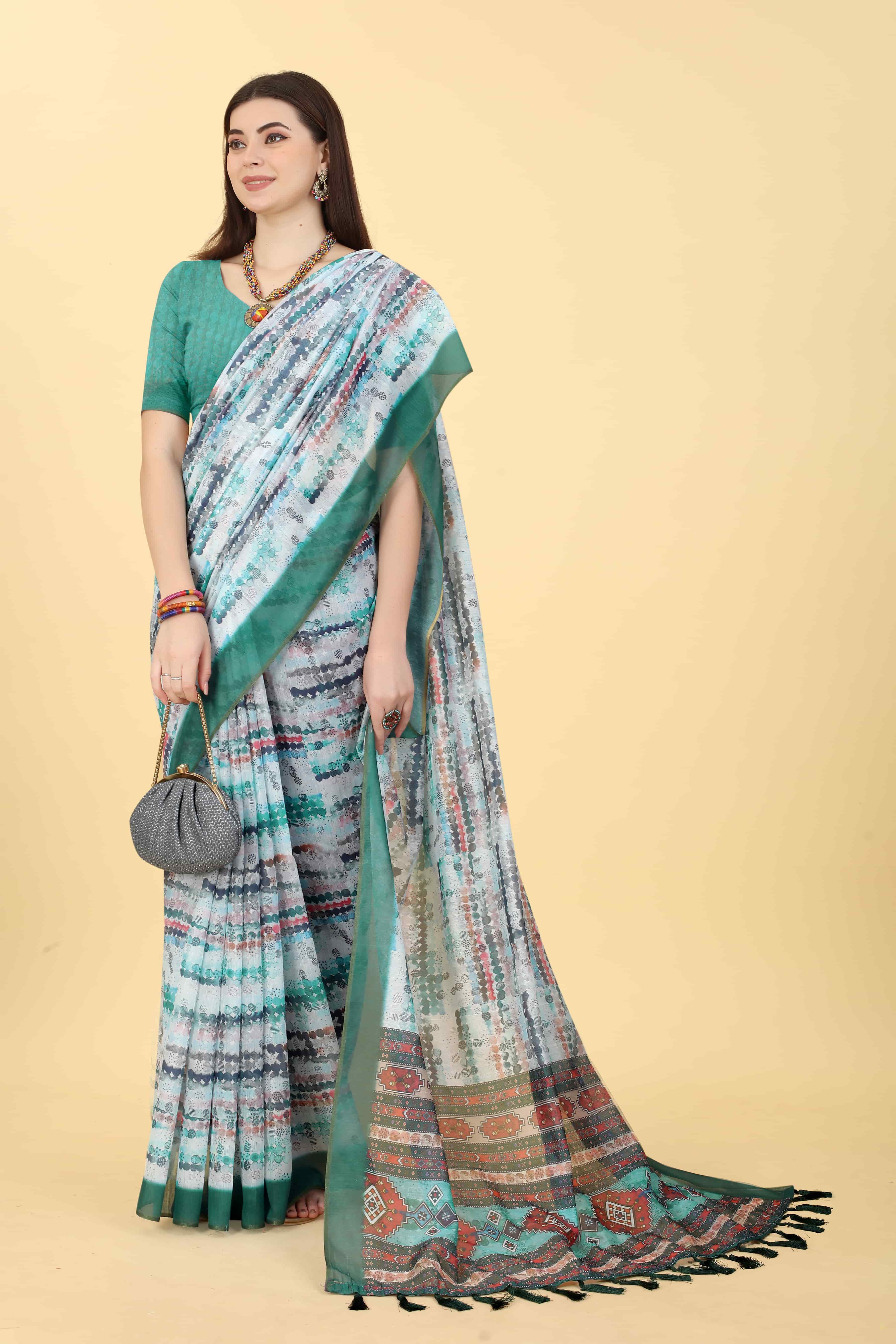 Chanderi Tie And Dye Digital Printed Saree