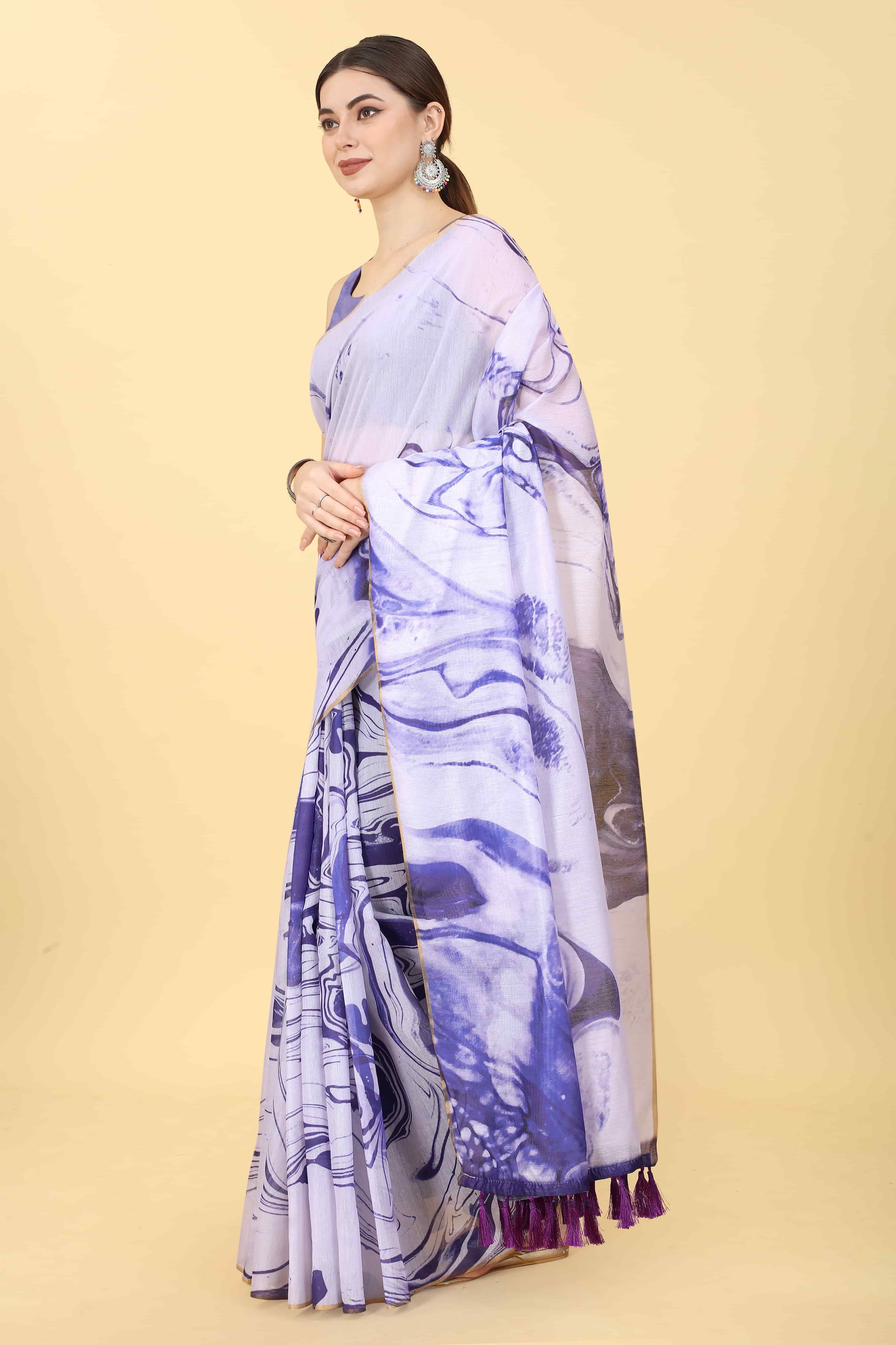 Chanderi Tie And Dye Digital Printed Saree