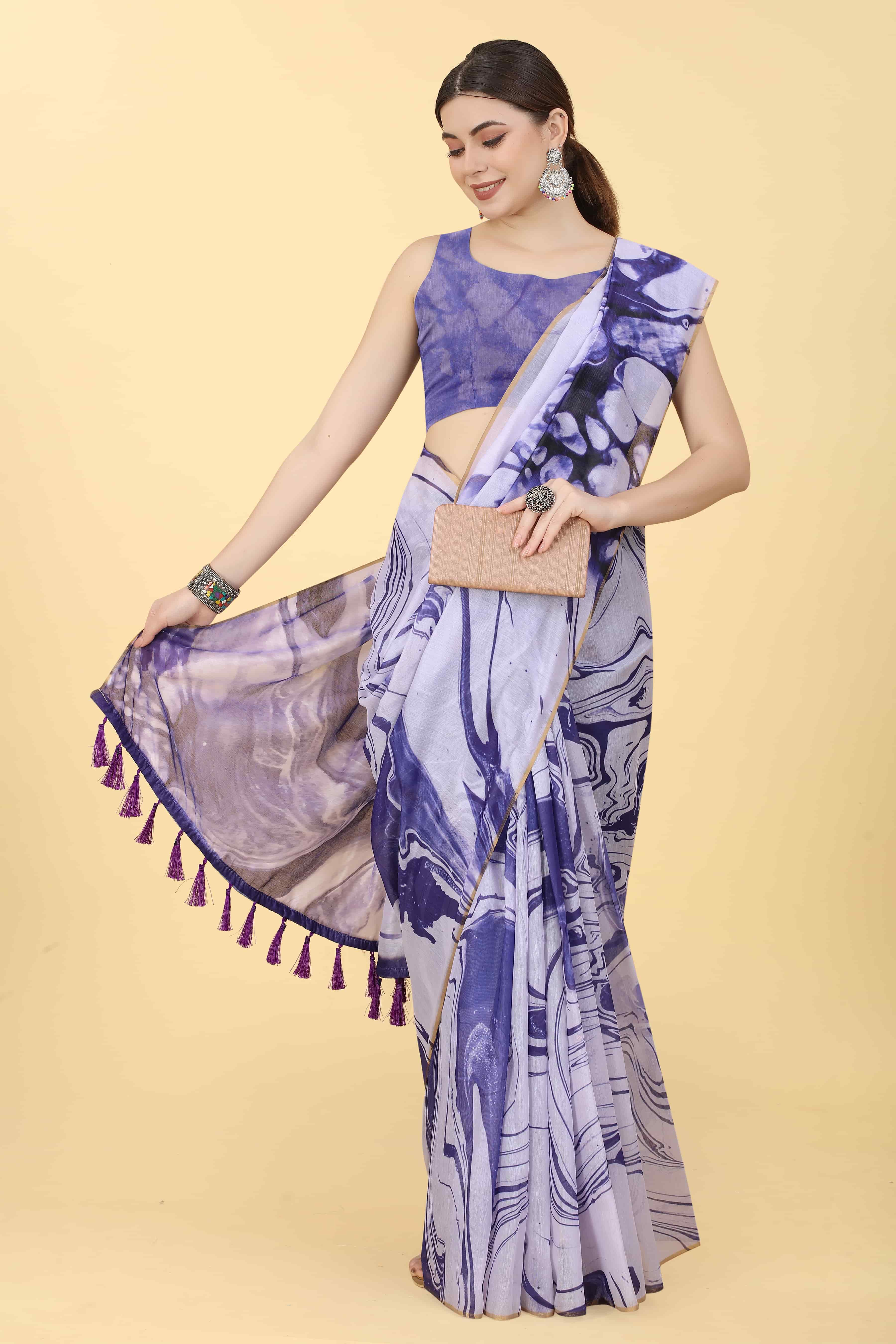 Chanderi Tie And Dye Digital Printed Saree