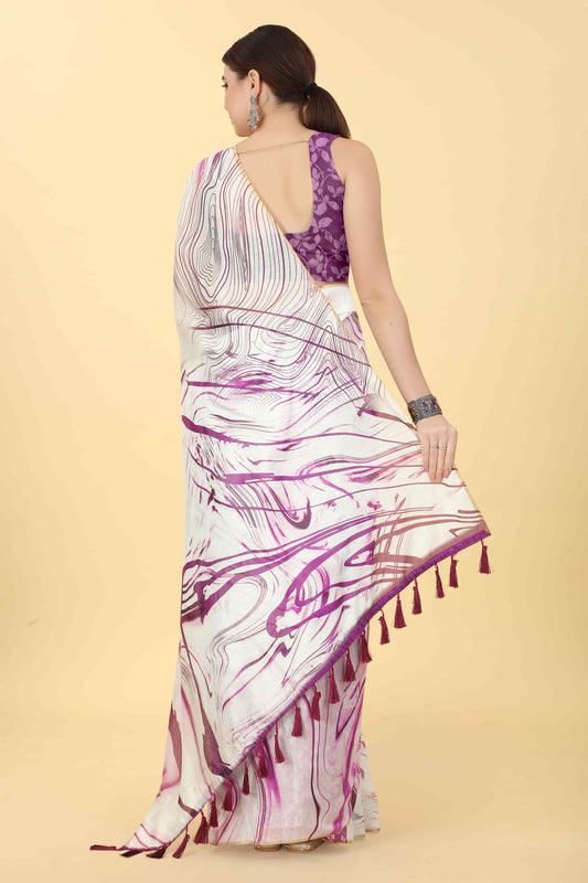 Chanderi Tie And Dye Digital Printed Saree