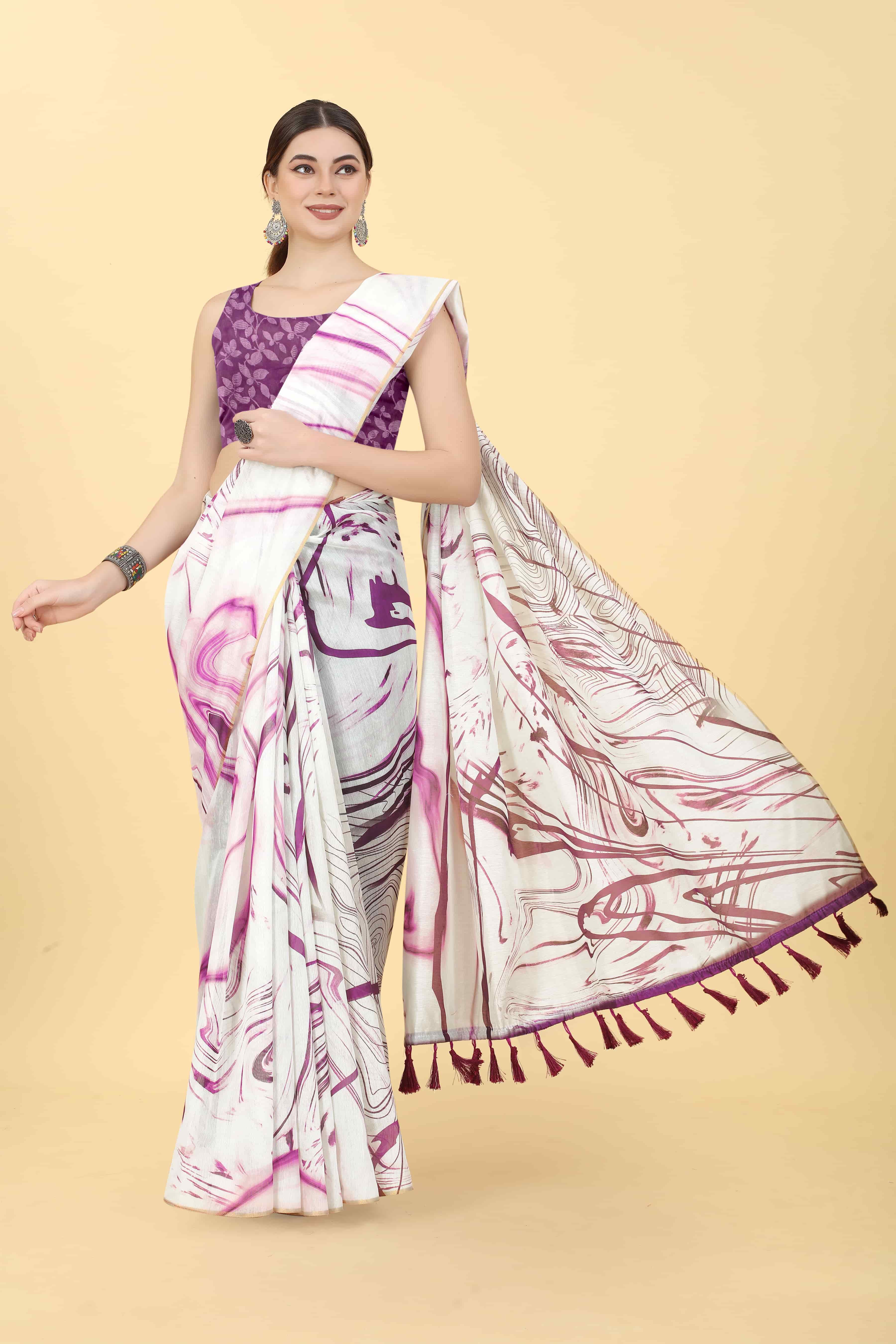 Chanderi Tie And Dye Digital Printed Saree