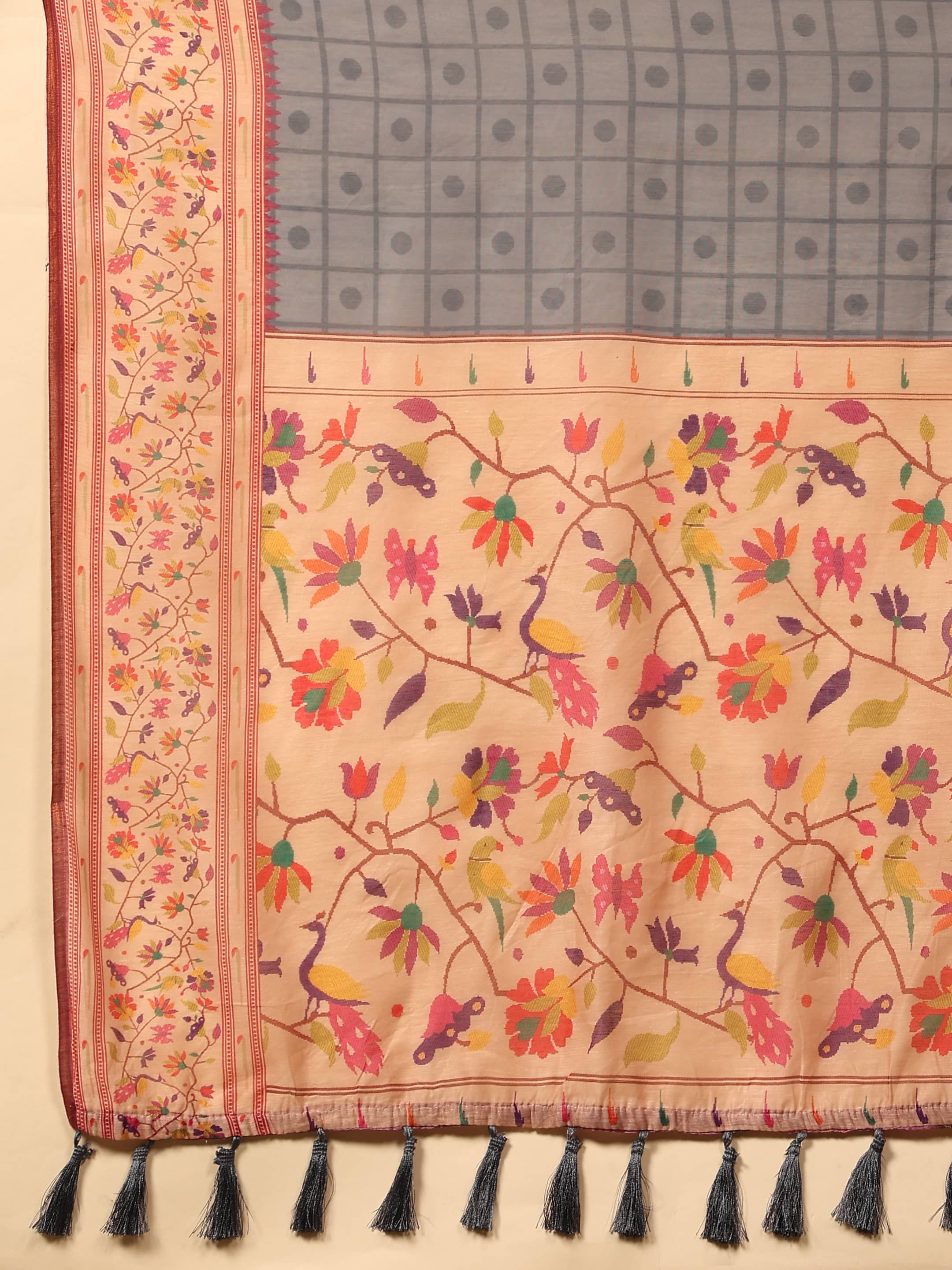 Women's Cotton Blend Paithani Animal Digital Printed Saree