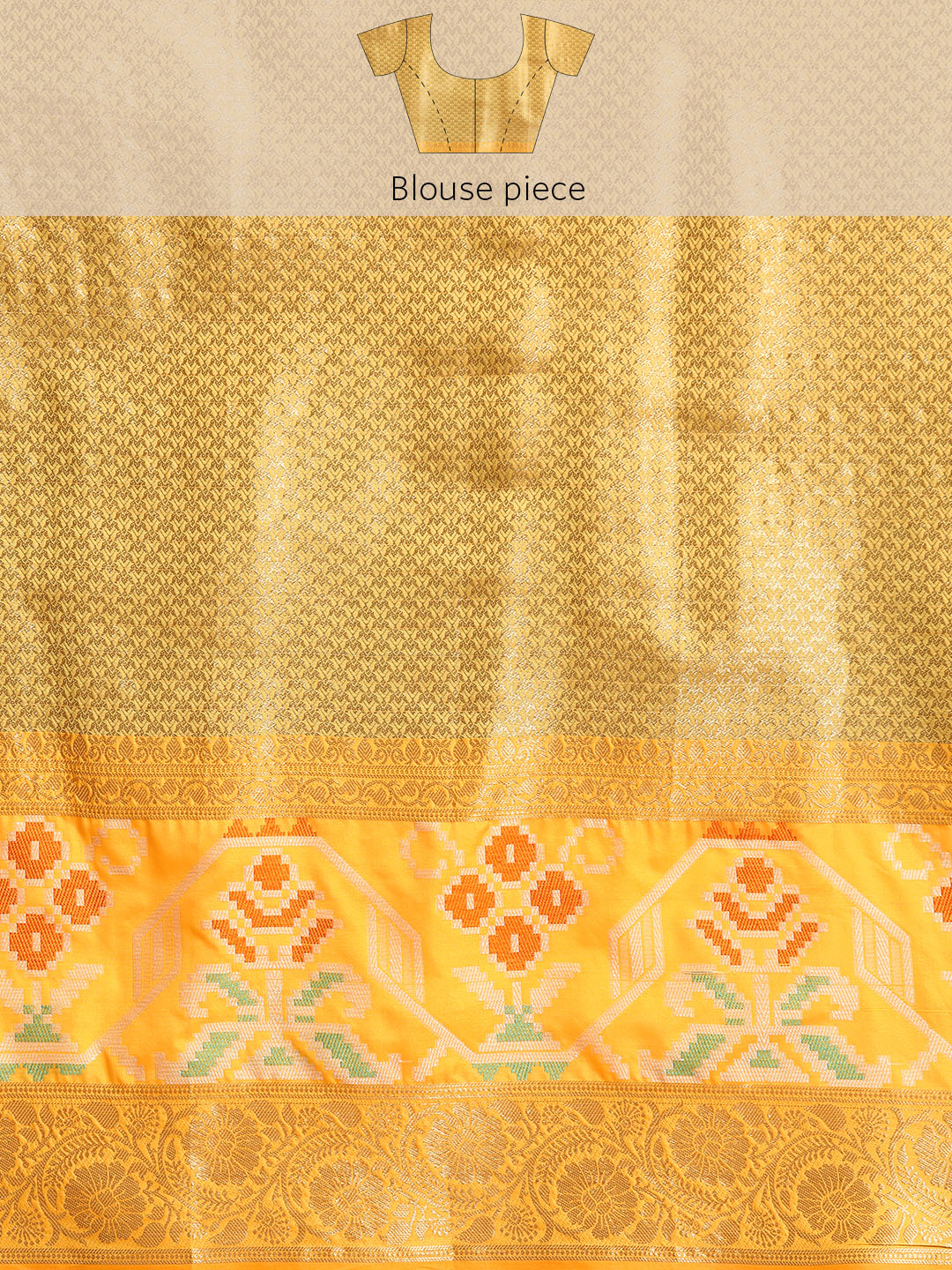 Banarasi Silk Ikkat Pattu Zari Woven Border Saree