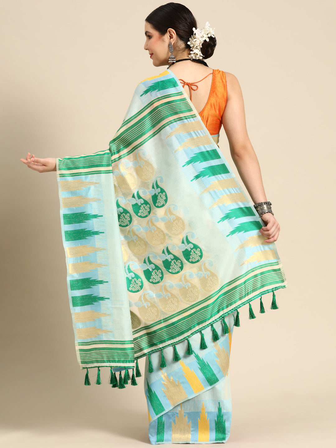 Floral Woven Thread Pure Cotton Jamdani Tant Saree