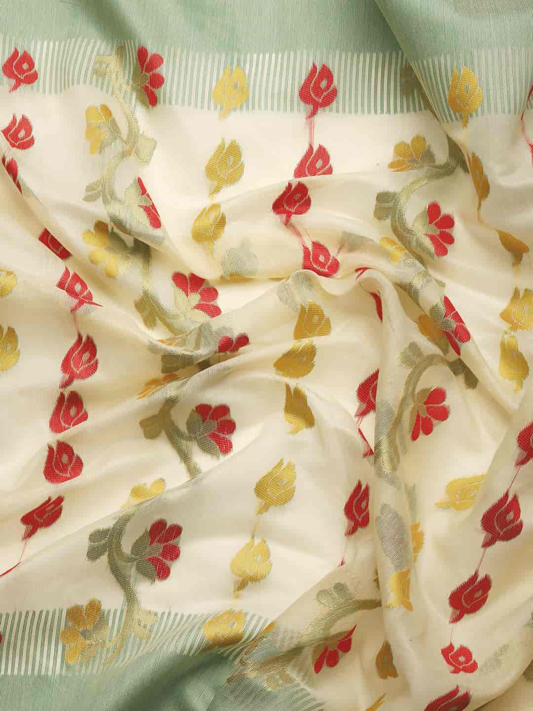 Floral Woven Thread Pure Cotton Jamdani Tant Saree