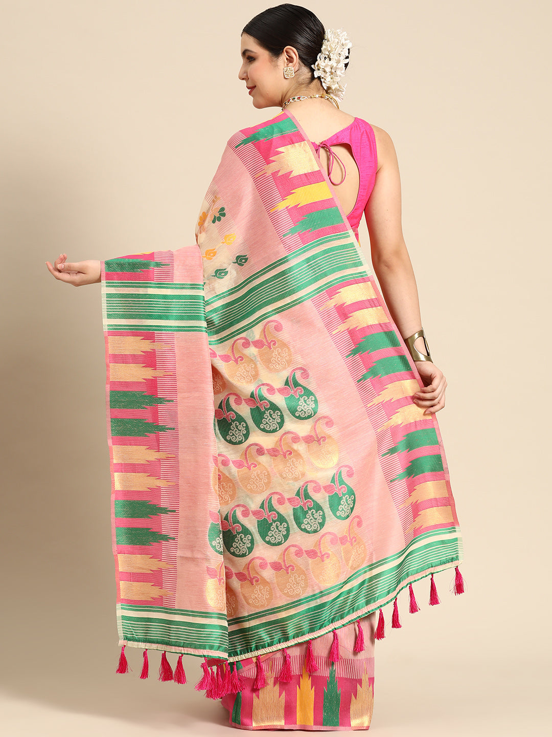 Floral Woven Thread Pure Cotton Jamdani Tant Saree