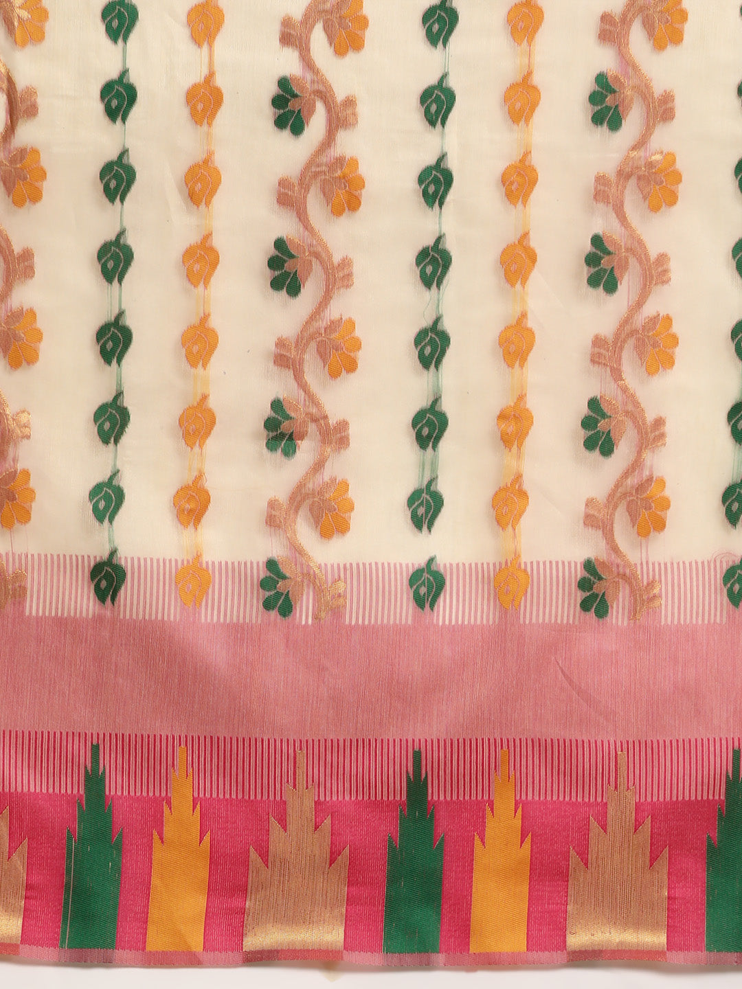 Floral Woven Thread Pure Cotton Jamdani Tant Saree