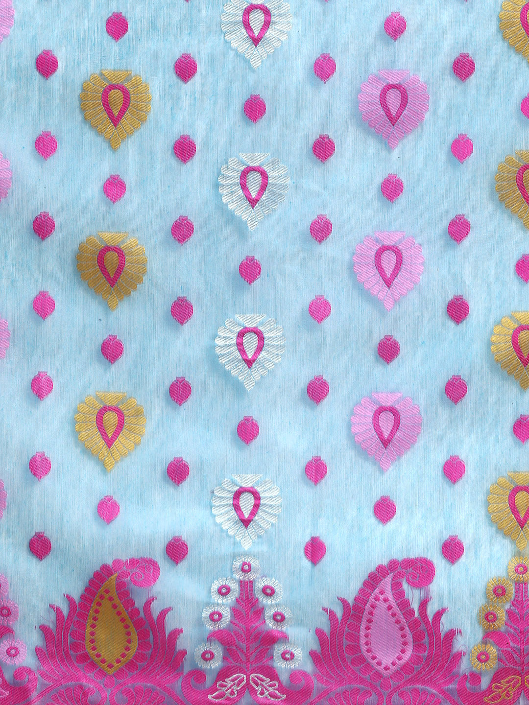 Woven Design Ethnic Motifs Phulkari Pure Cotton Jamdani Saree