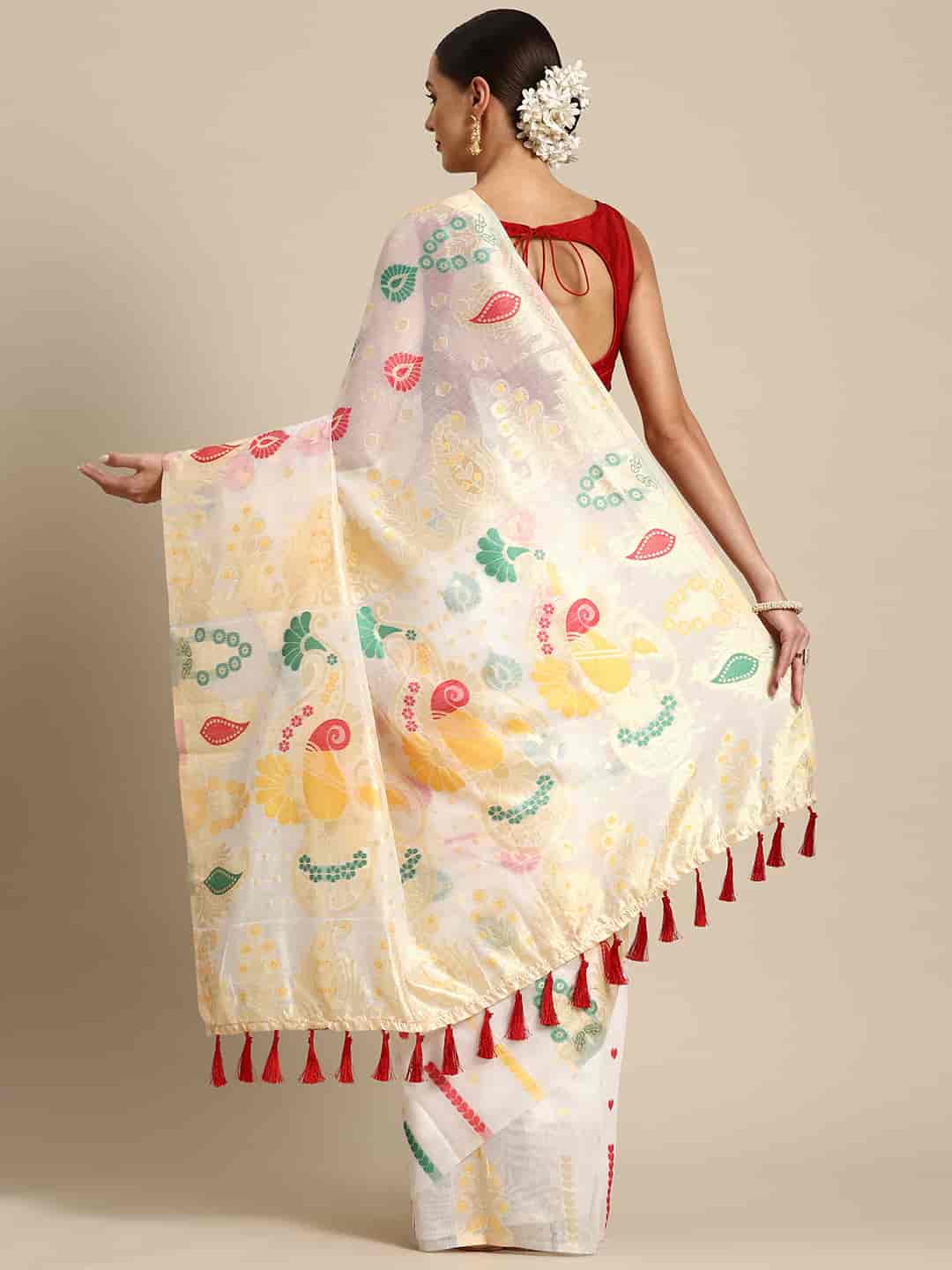 Woven Design Ethnic Motifs Phulkari Pure Cotton Jamdani Saree