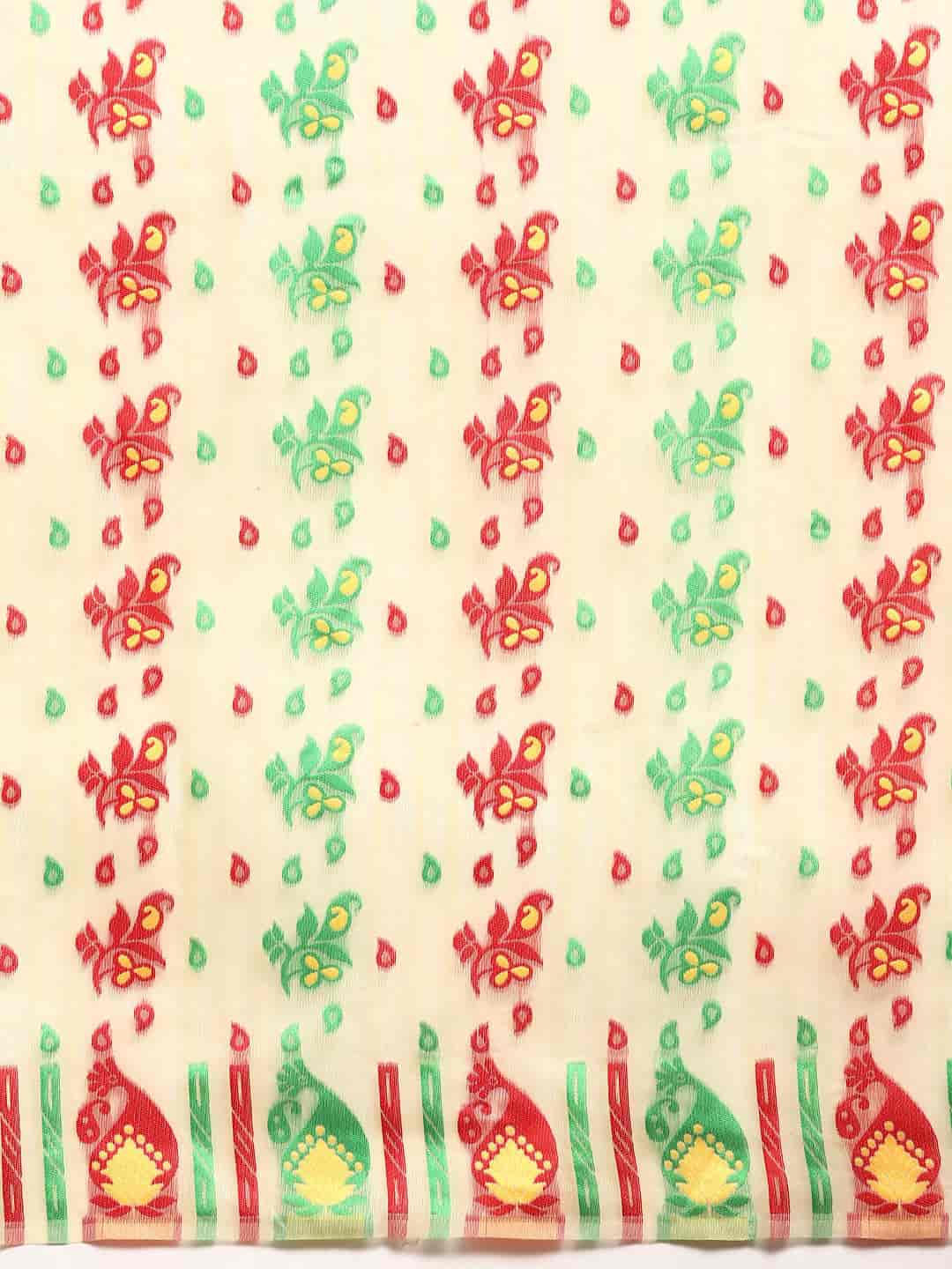 Woven Design Ethnic Motifs Phulkari Pure Cotton Jamdani Saree