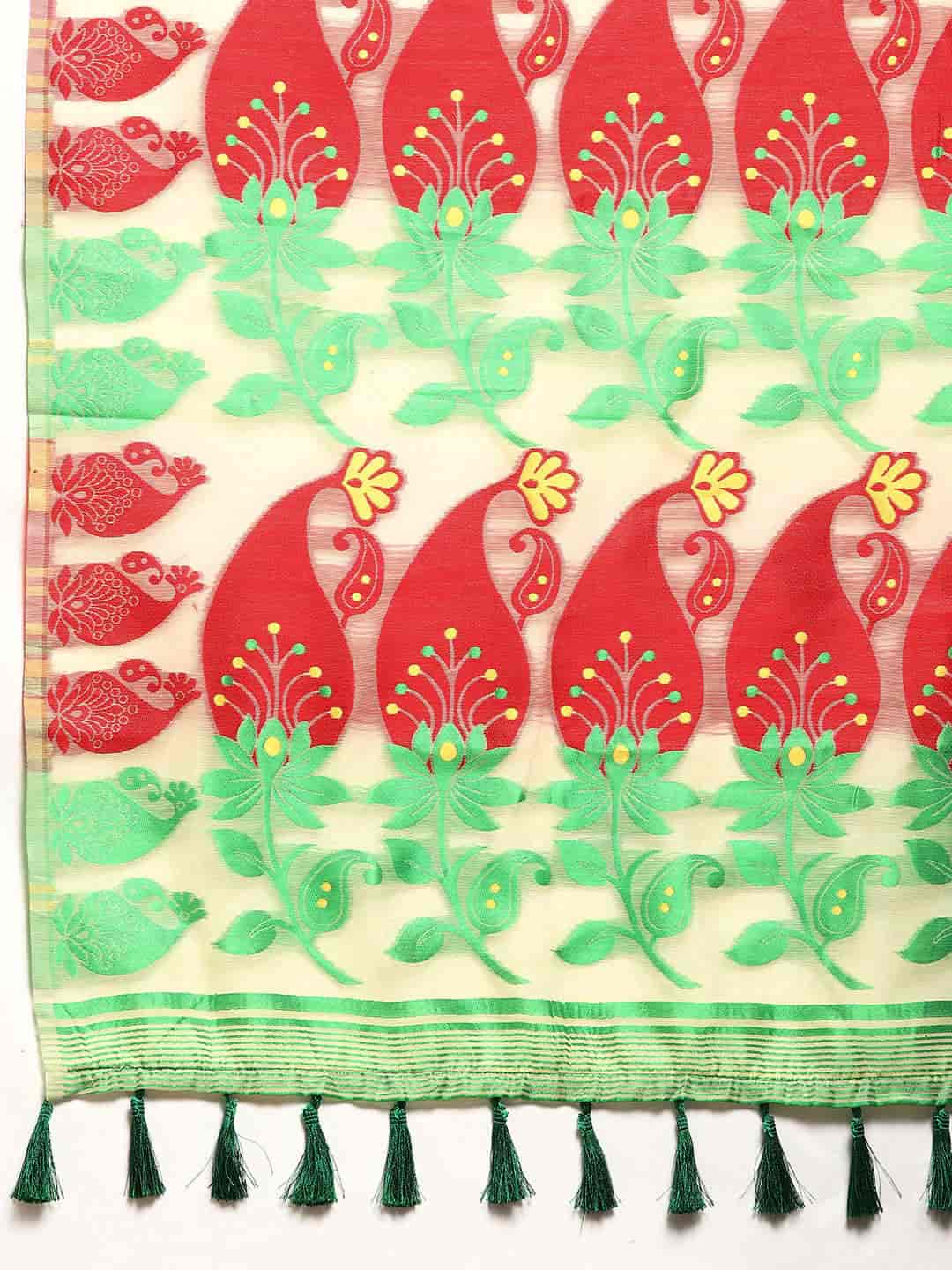 Woven Design Ethnic Motifs Phulkari Pure Cotton Jamdani Saree