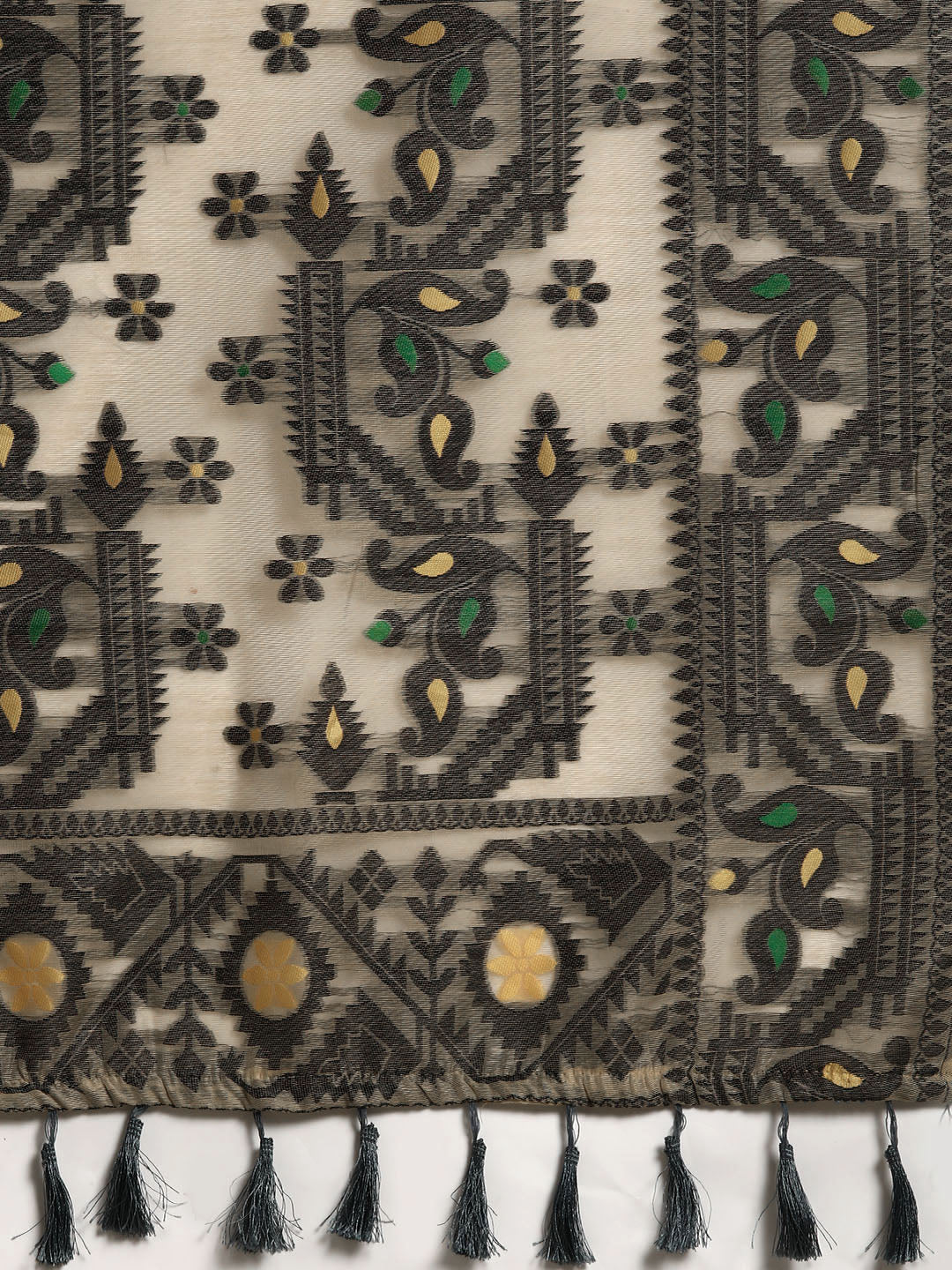 Woven Design Ethnic Motifs Phulkari Pure Cotton Jamdani Saree