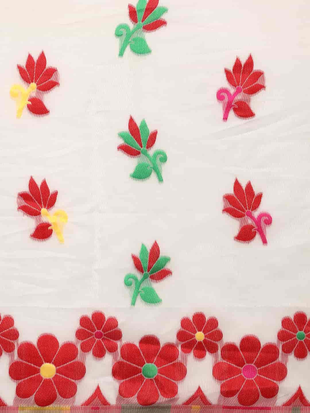 Woven Design Ethnic Motifs Phulkari Pure Cotton Jamdani Saree
