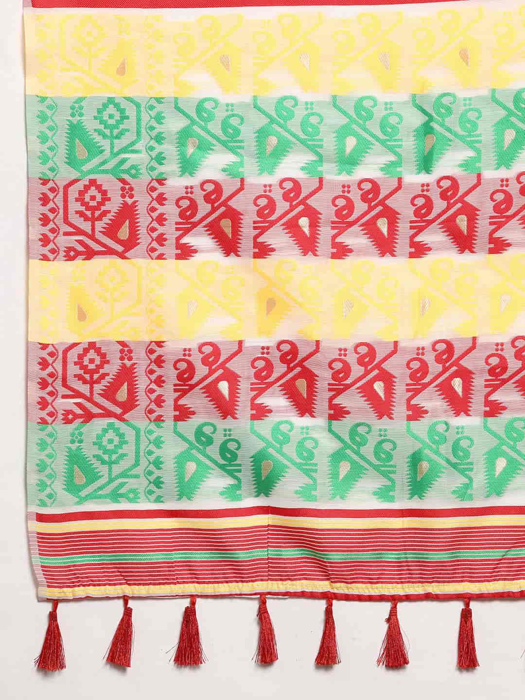 Woven Design Ethnic Motifs Phulkari Pure Cotton Jamdani Saree