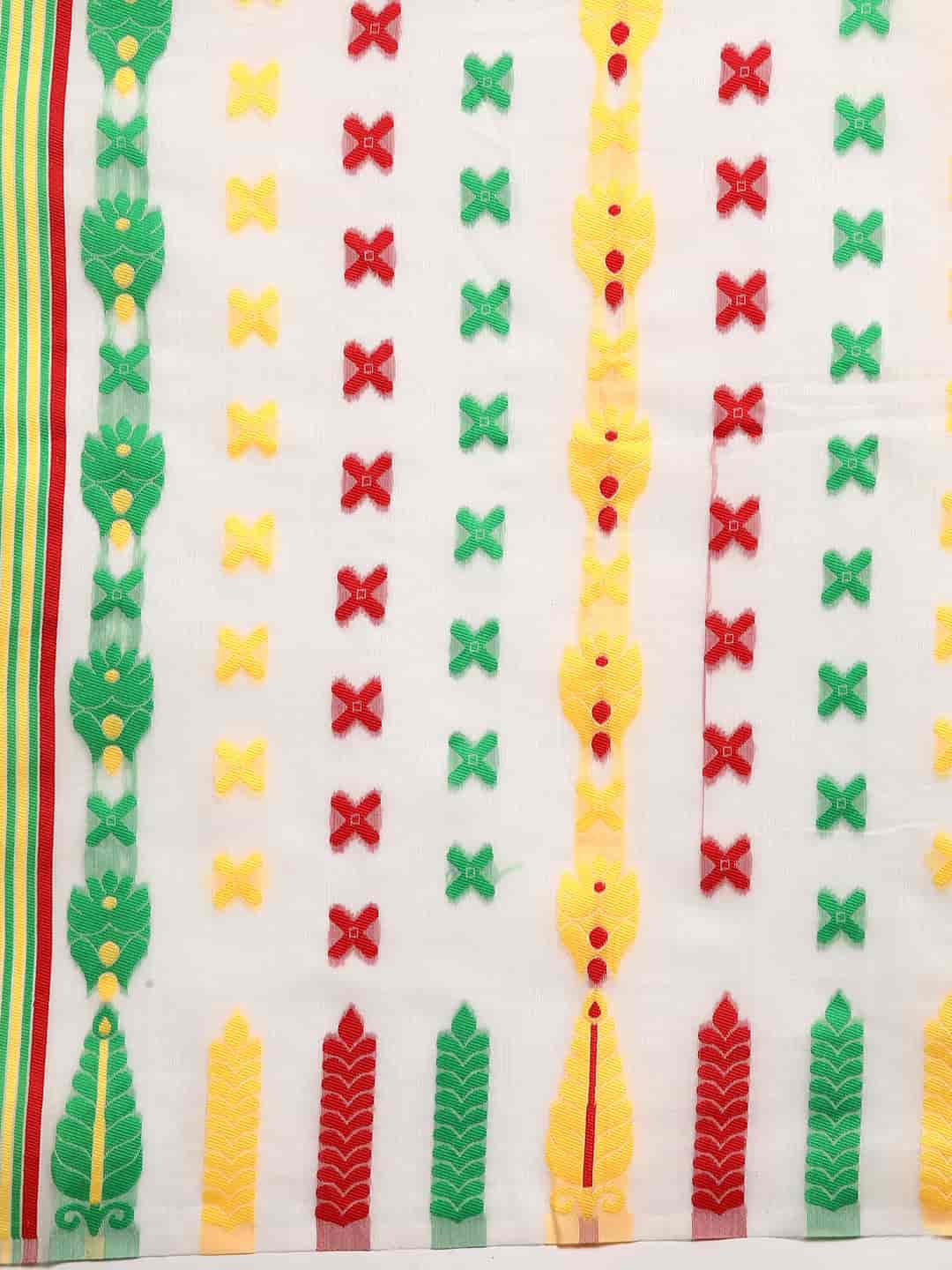 Woven Design Ethnic Motifs Phulkari Pure Cotton Jamdani Saree