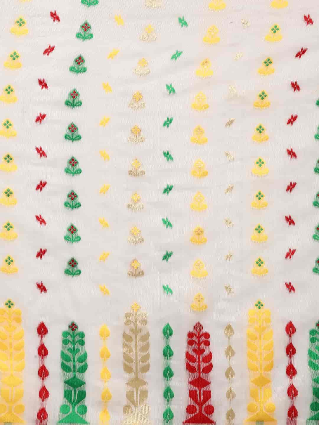 Woven Design Ethnic Motifs Phulkari Pure Cotton Jamdani Saree