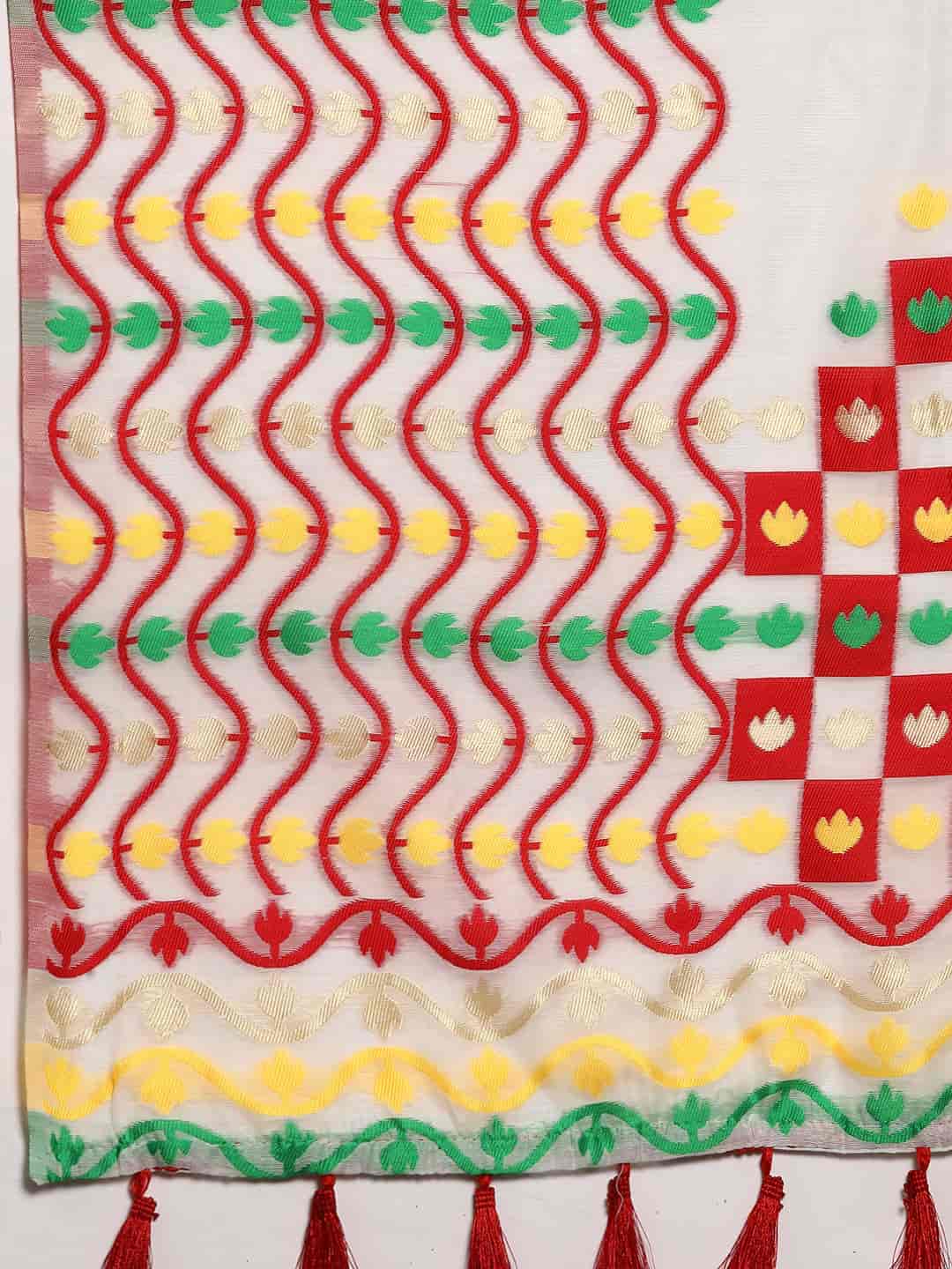 Woven Design Ethnic Motifs Phulkari Pure Cotton Jamdani Saree