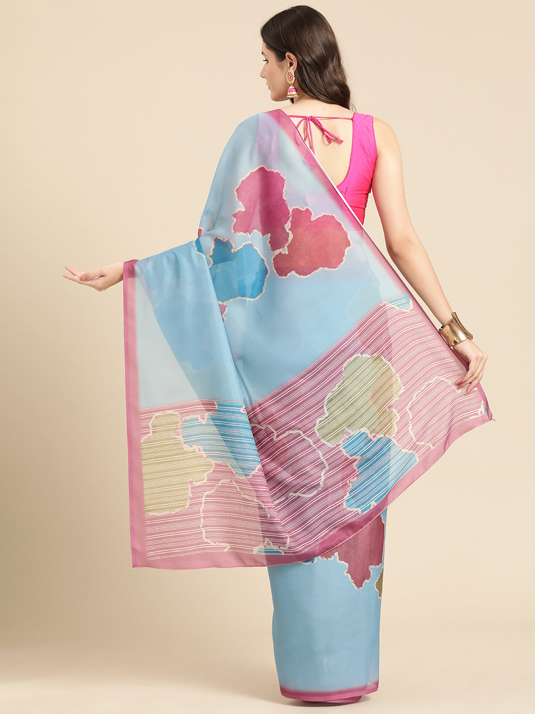Women's Soft Silk Color Blocked Digital Printed Saree