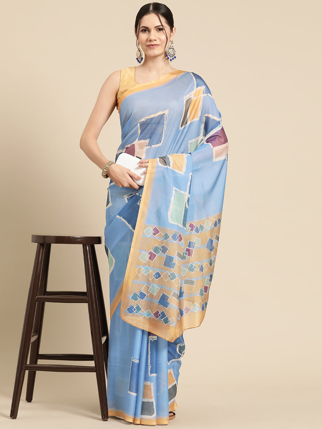 Women's Soft Silk Color Blocked Digital Printed Saree