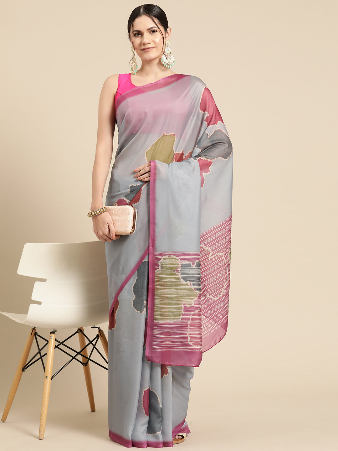 Women's Soft Silk Color Blocked Digital Printed Saree